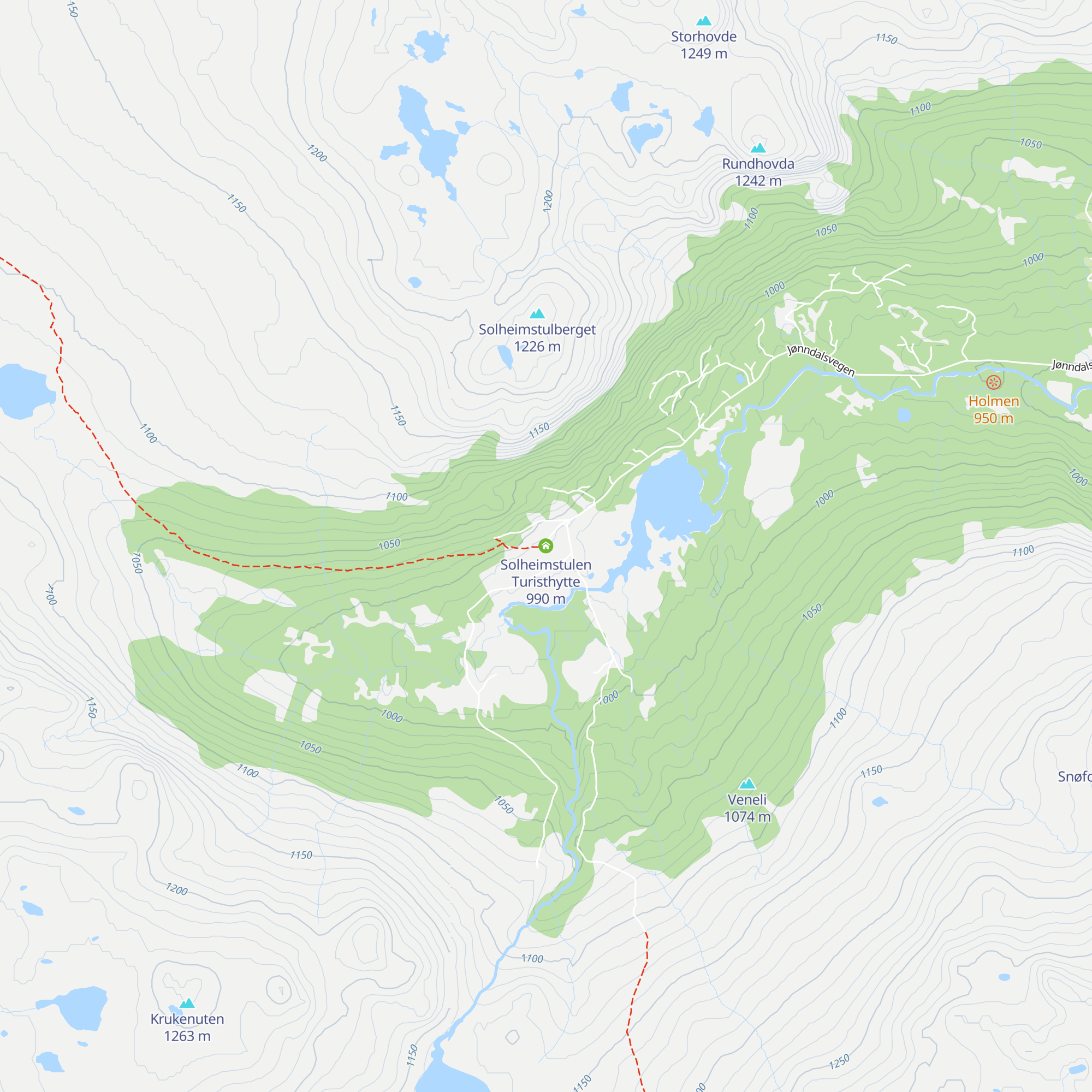 Solheimstulen Turisthytte map
