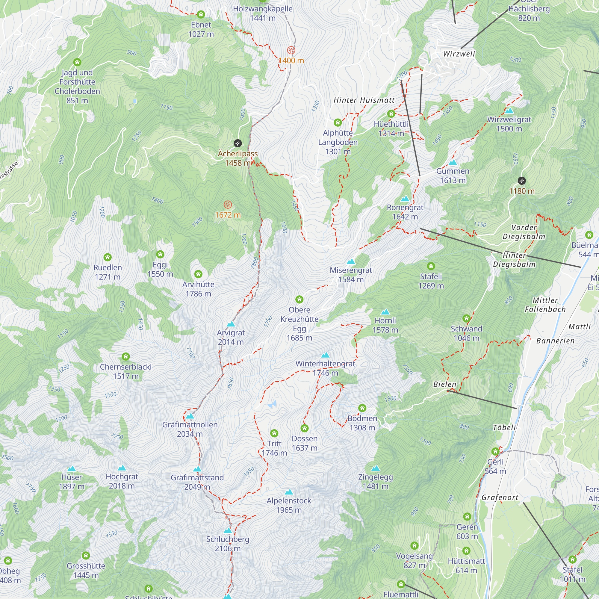 Obere Kreuzhütte Egg map
