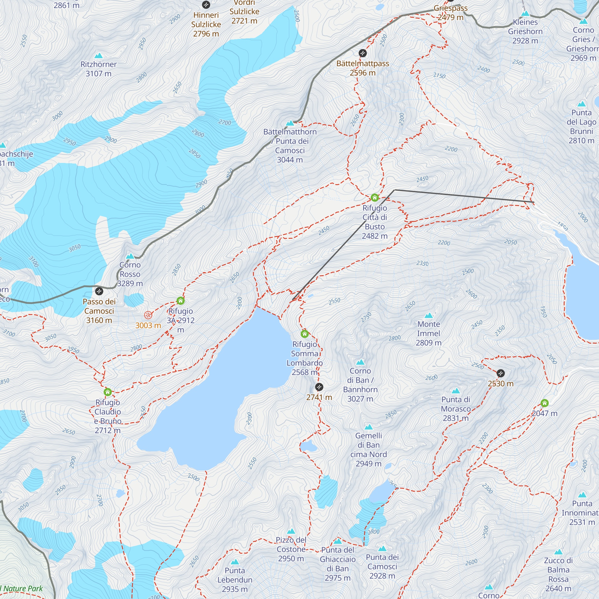 Rifugio Mores Lago Sabbione map
