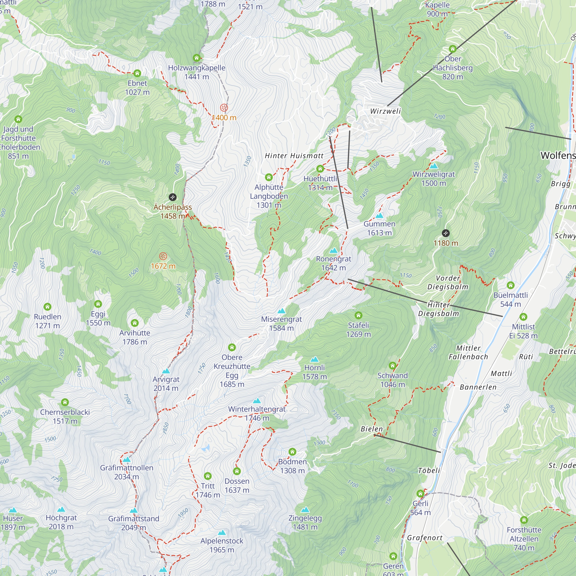 Ober Ronenhütte map