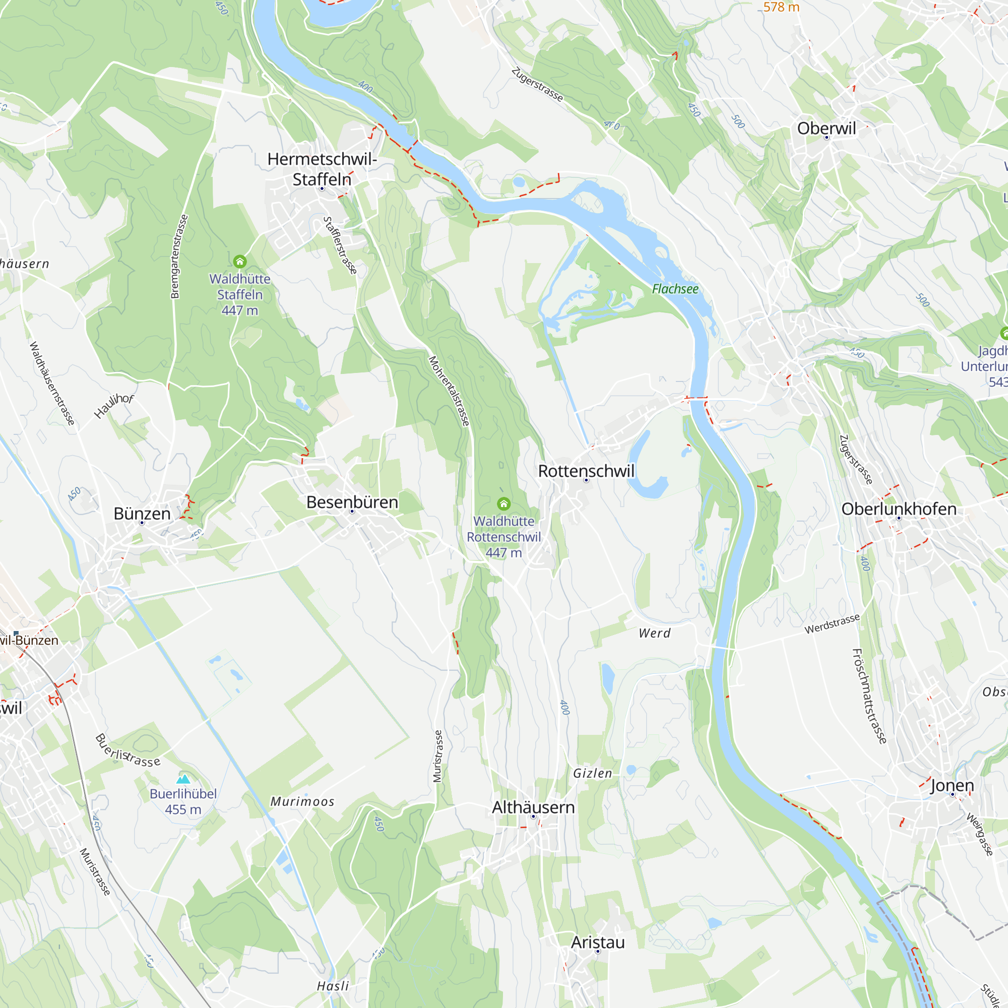Waldhütte Rottenschwil map
