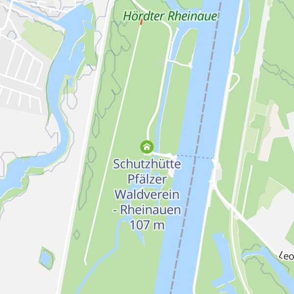Map of Schutzhütte Pfälzer Waldverein - Rheinauen
