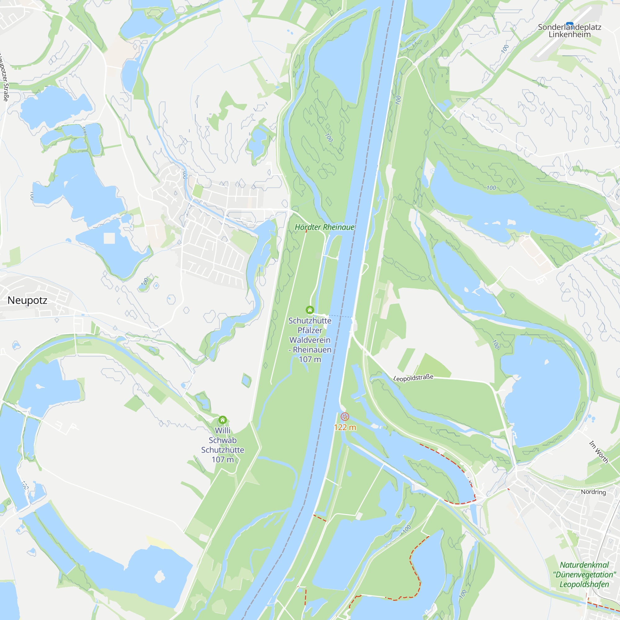 Schutzhütte Pfälzer Waldverein - Rheinauen map