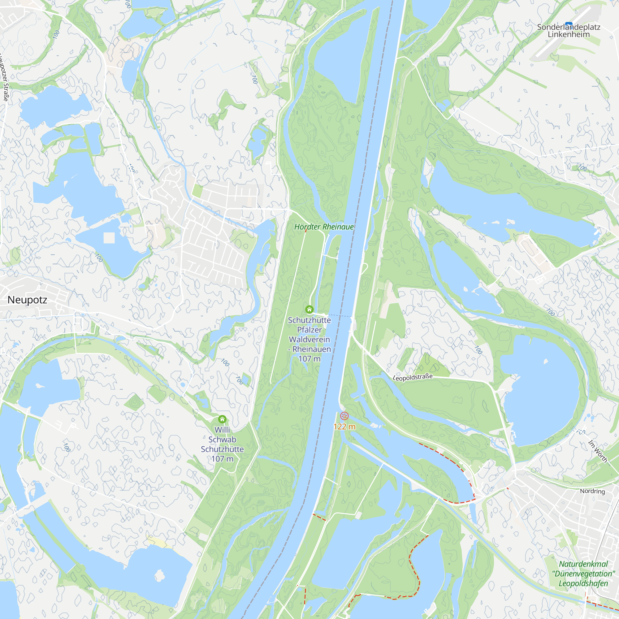 Schutzhütte Pfälzer Waldverein - Rheinauen map