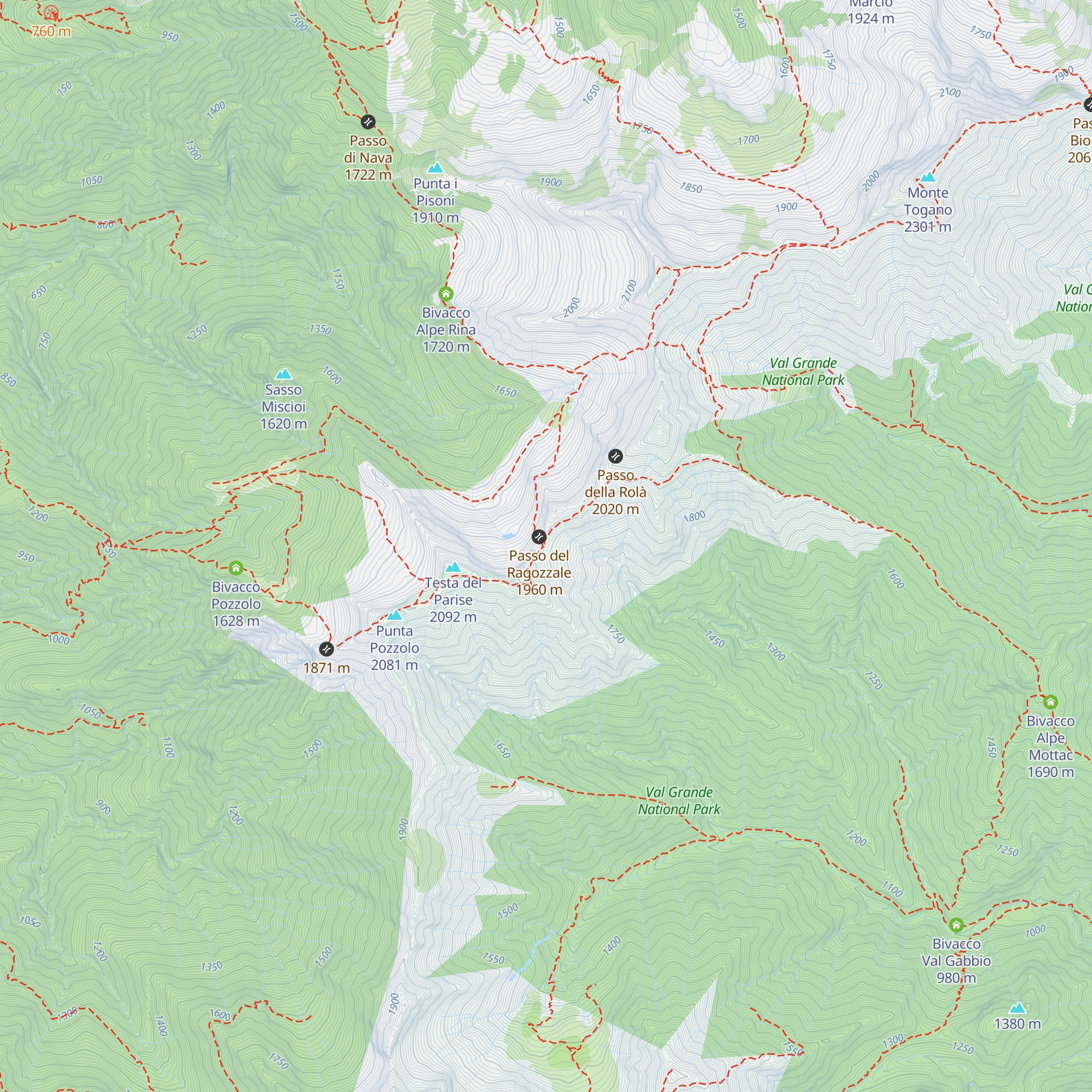 Bivacco Alpe Ragozzale map