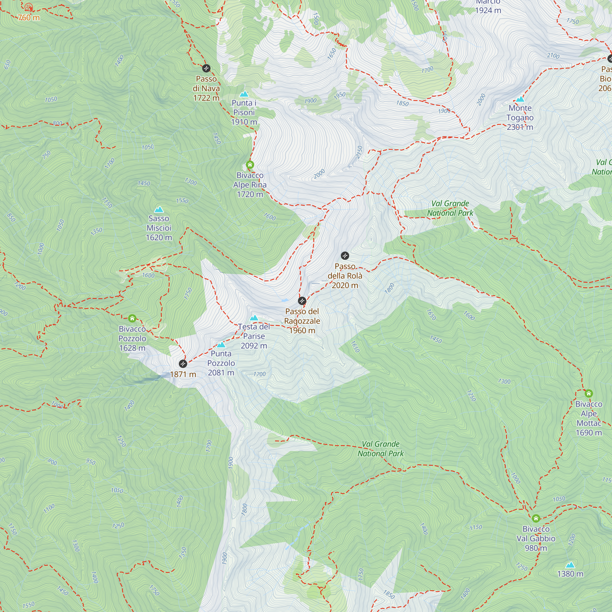 Bivacco Alpe Ragozzale map