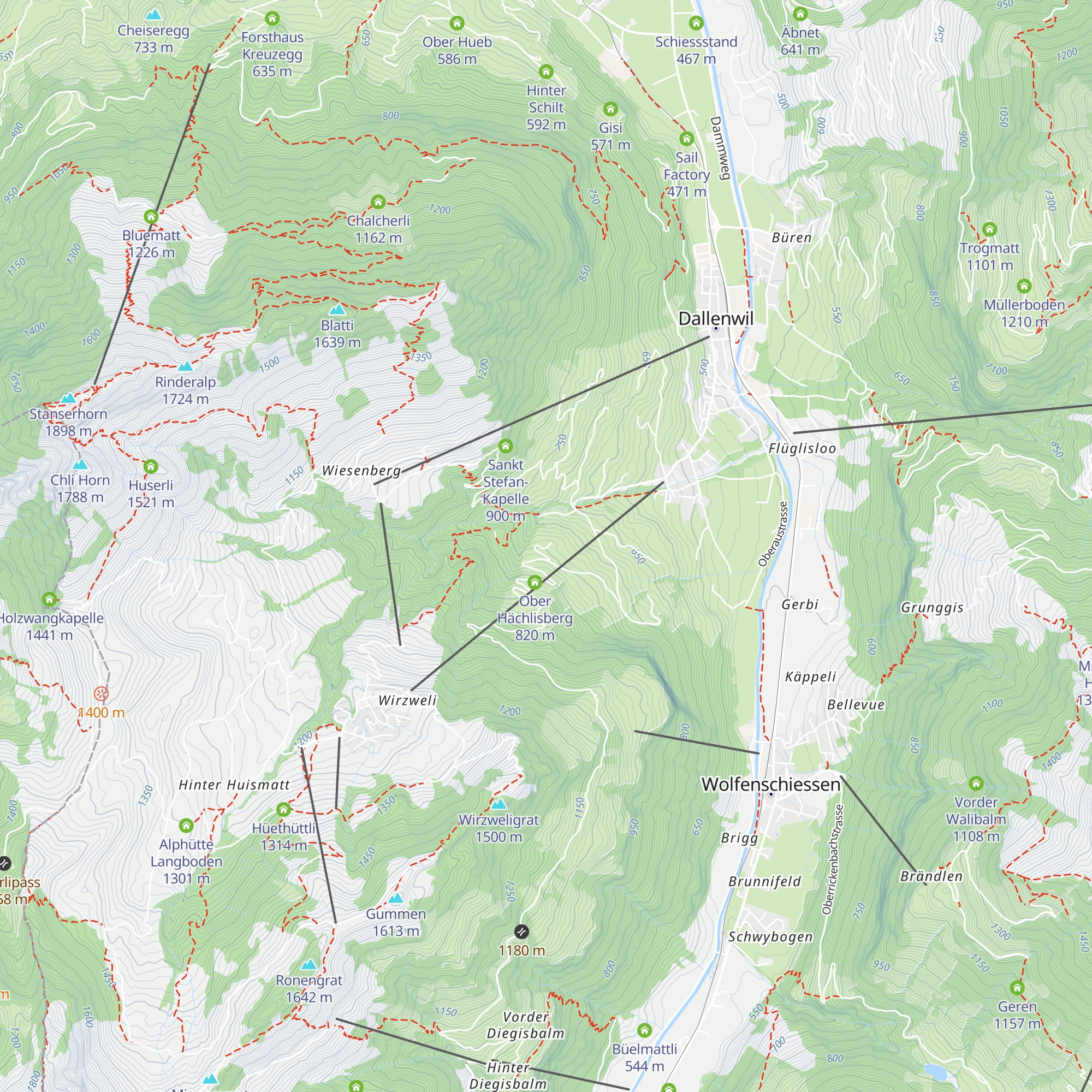 Mittel Hächlisberg map