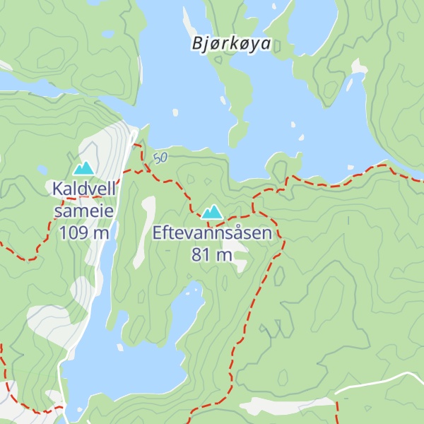 Map of Eftevannsåsen