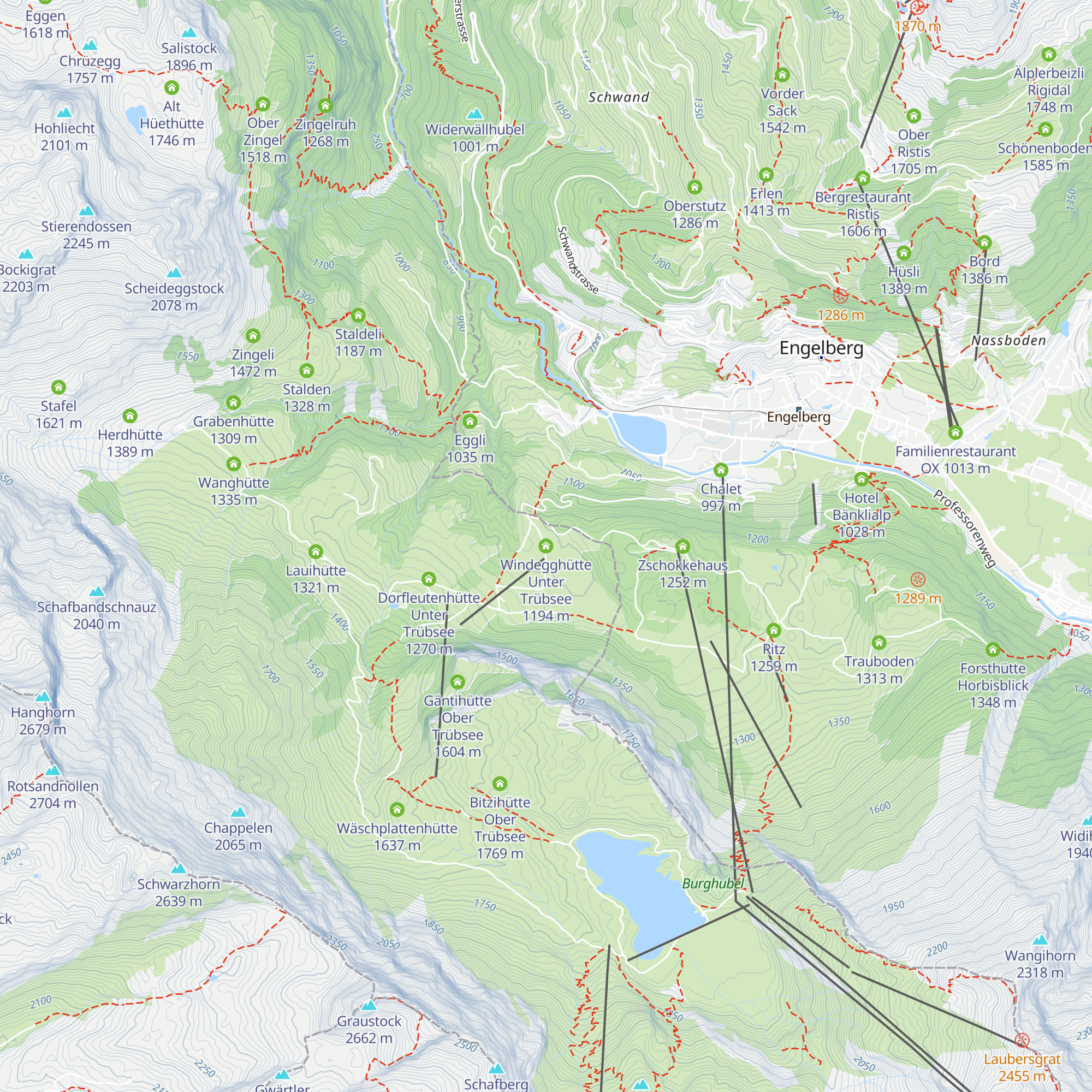 Windegghütte Unter Trübsee map