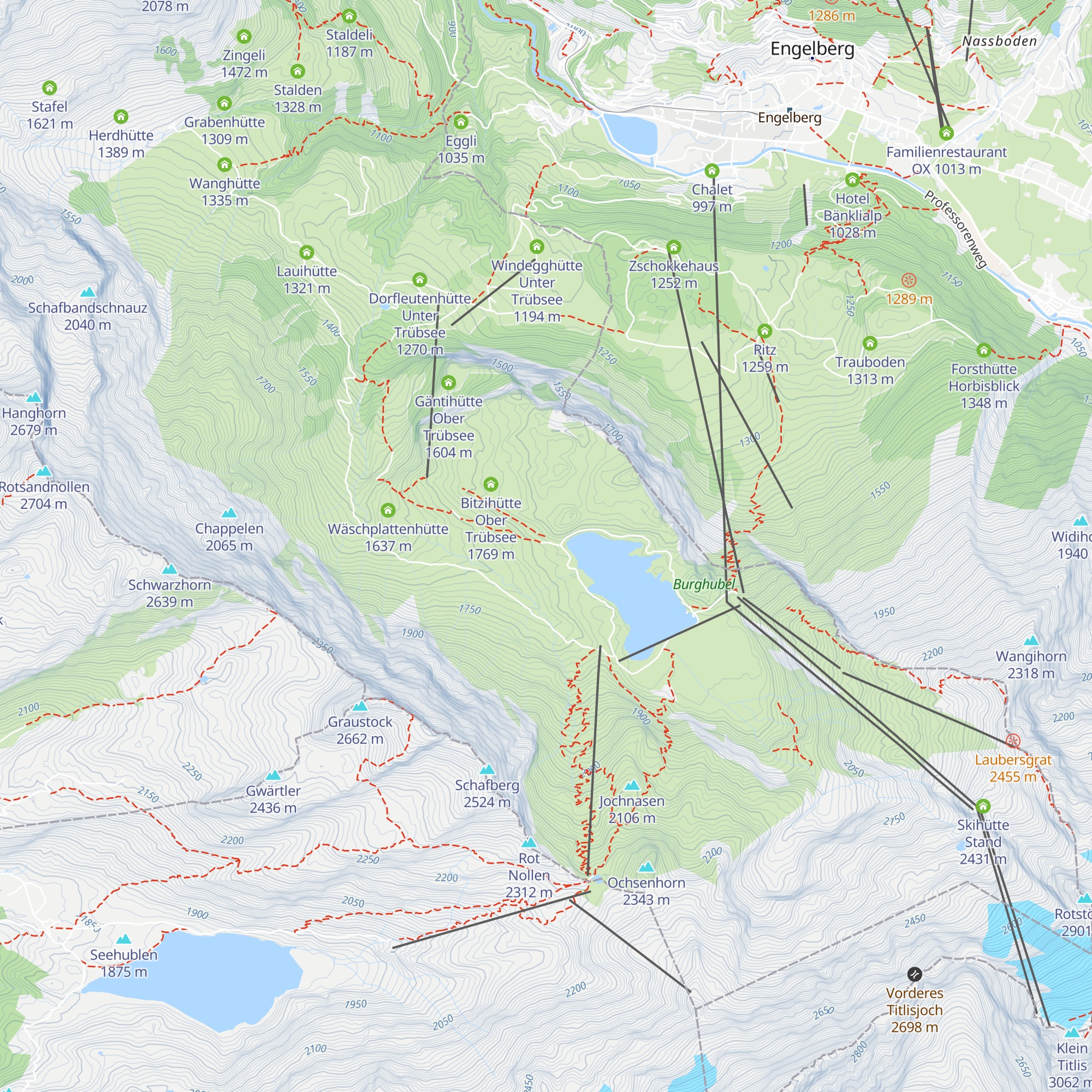 Chrüzhütte Ober Trübsee map