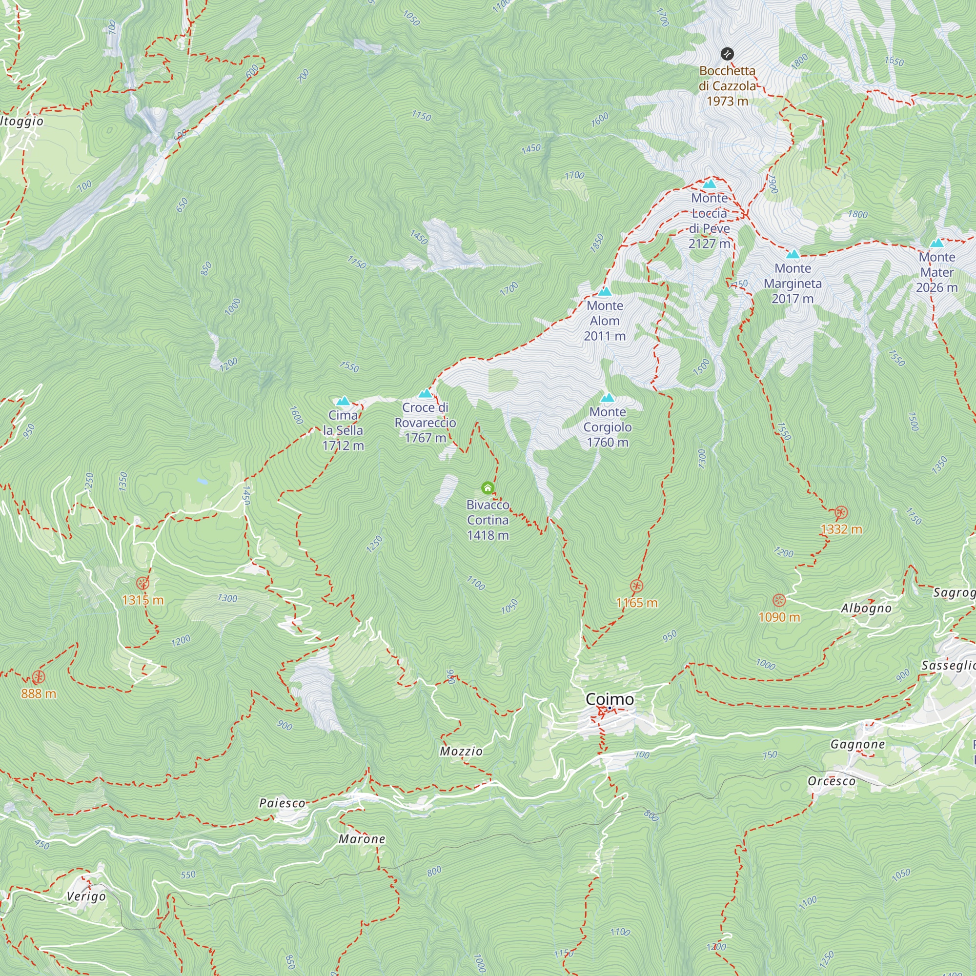 Bivacco Cortina map