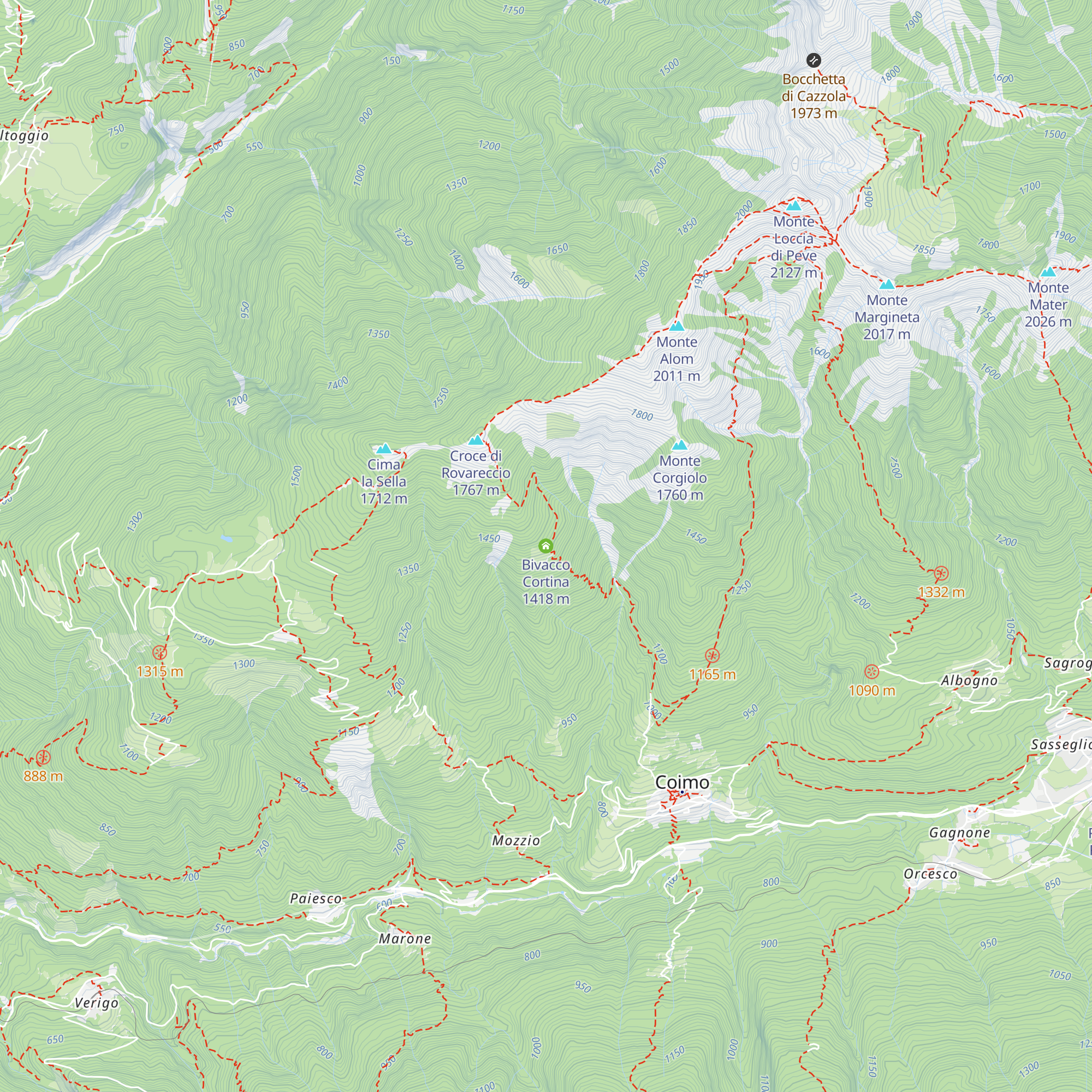 Bivacco Cortina map