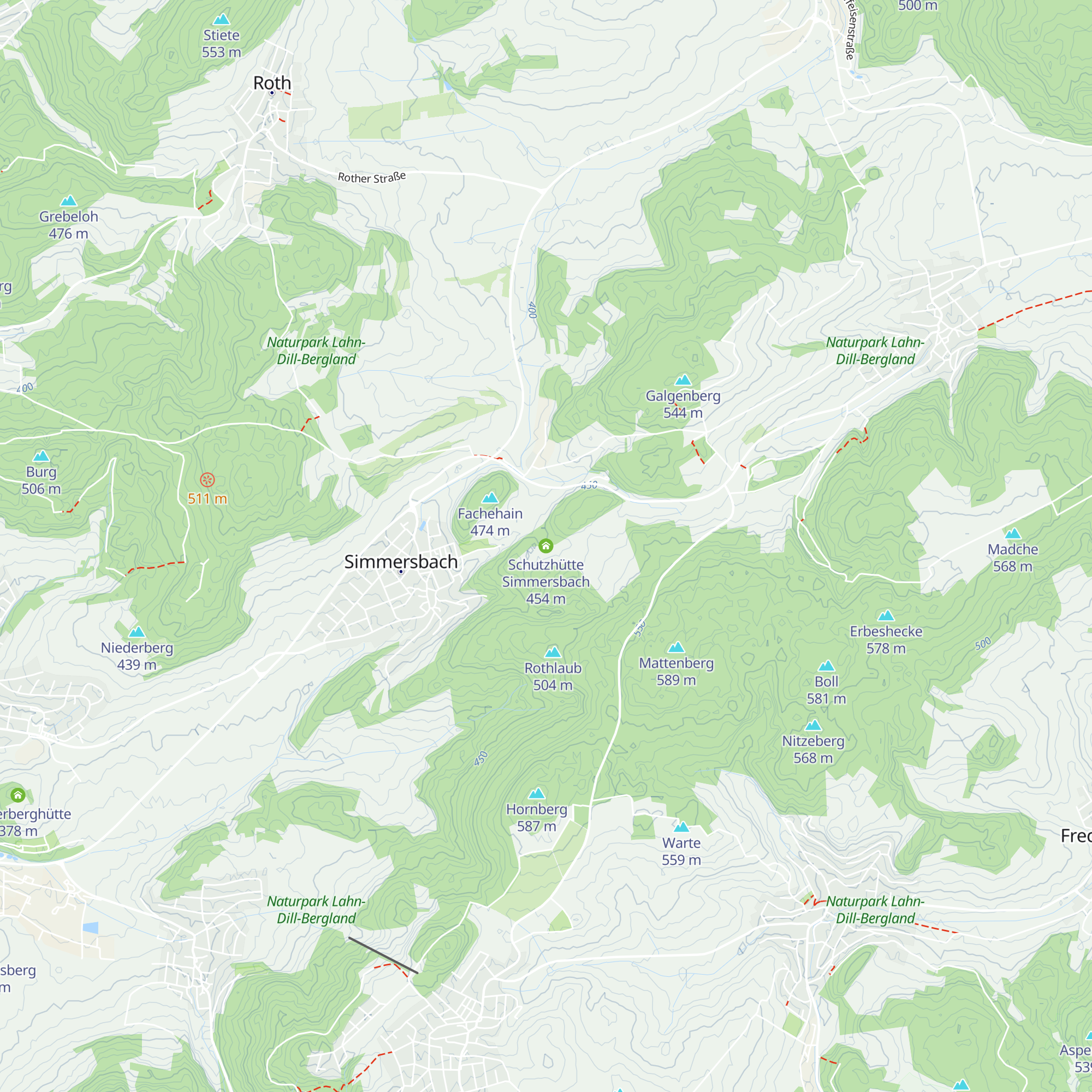 Schutzhütte Simmersbach map