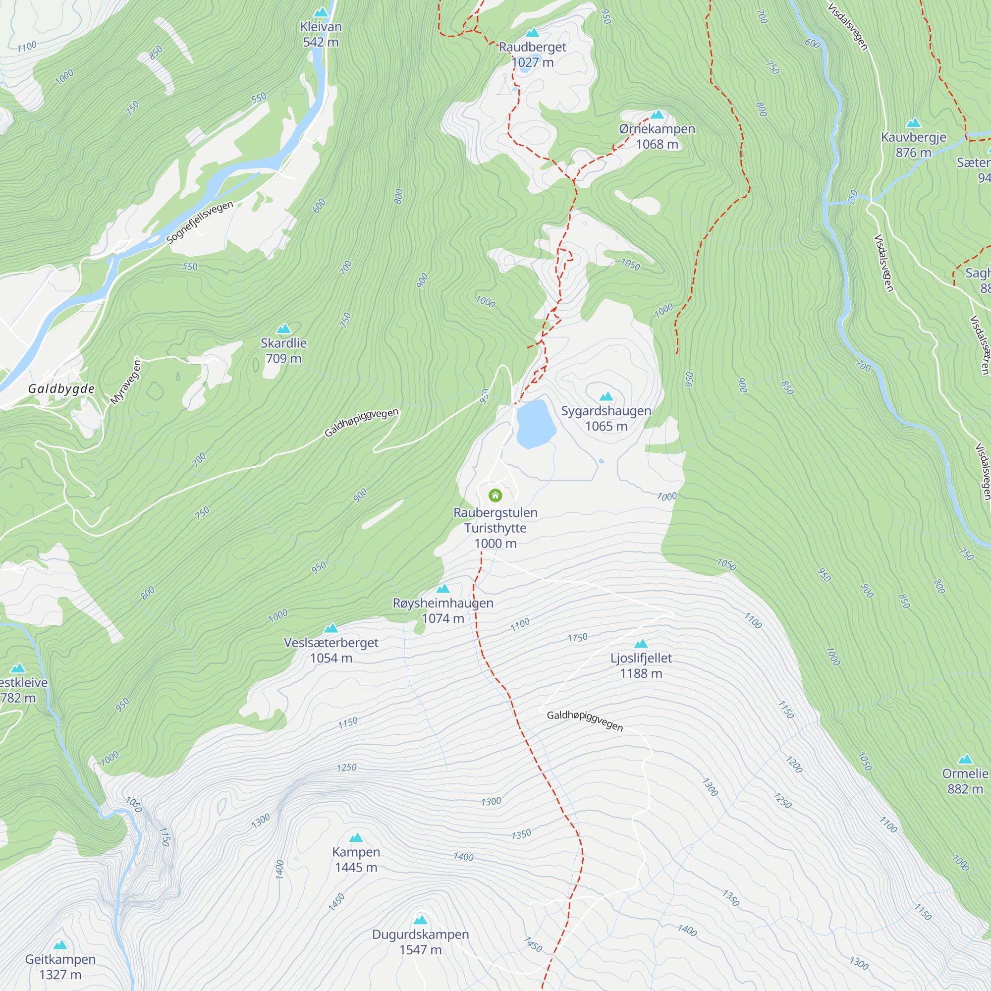 Raubergstulen Turisthytte map