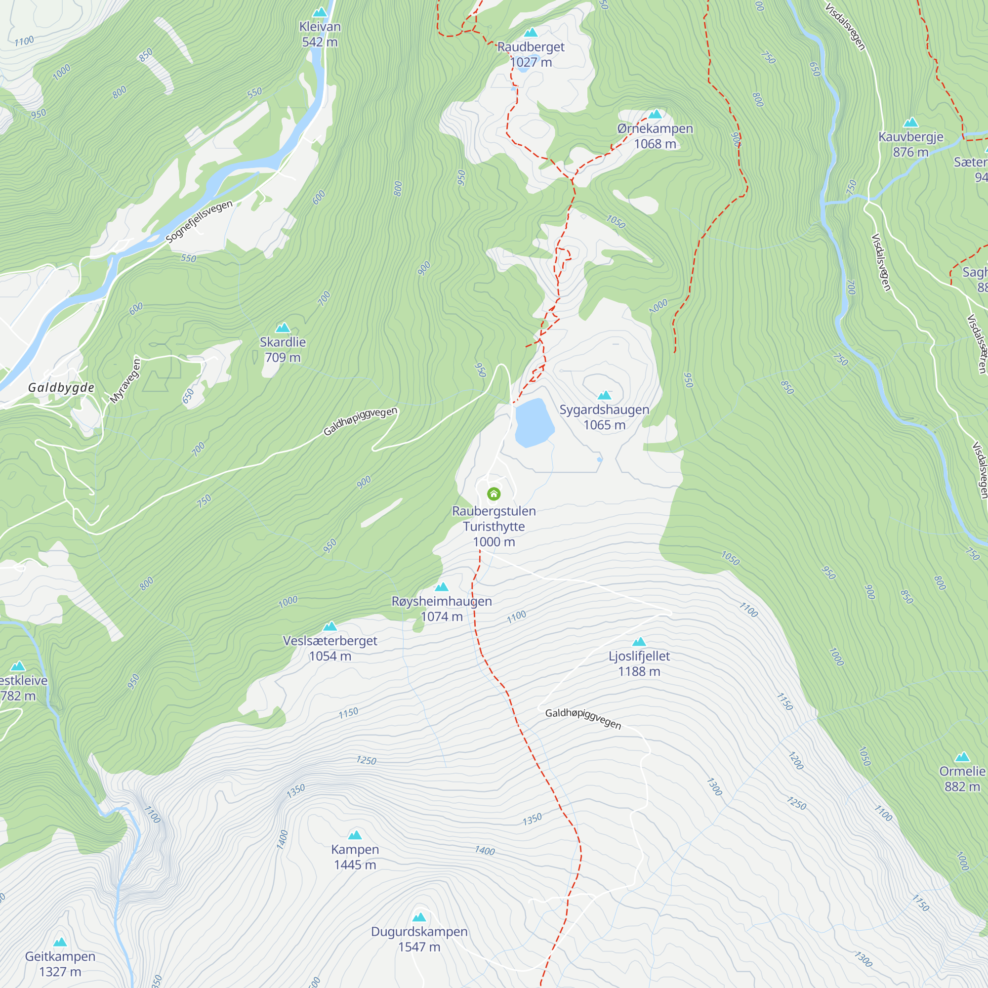 Raubergstulen Turisthytte map