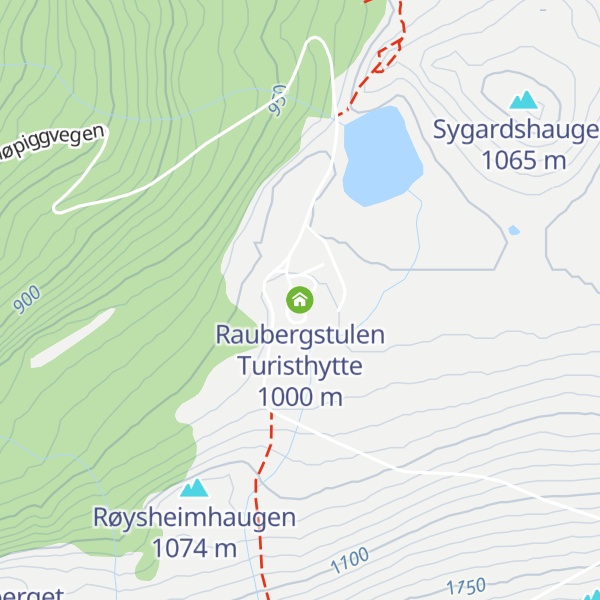 Map of Raubergstulen Turisthytte