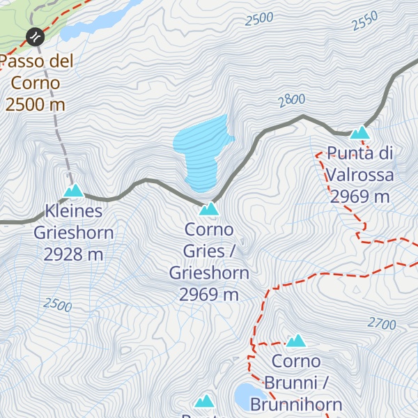 Map of Corno Gries / Grieshorn