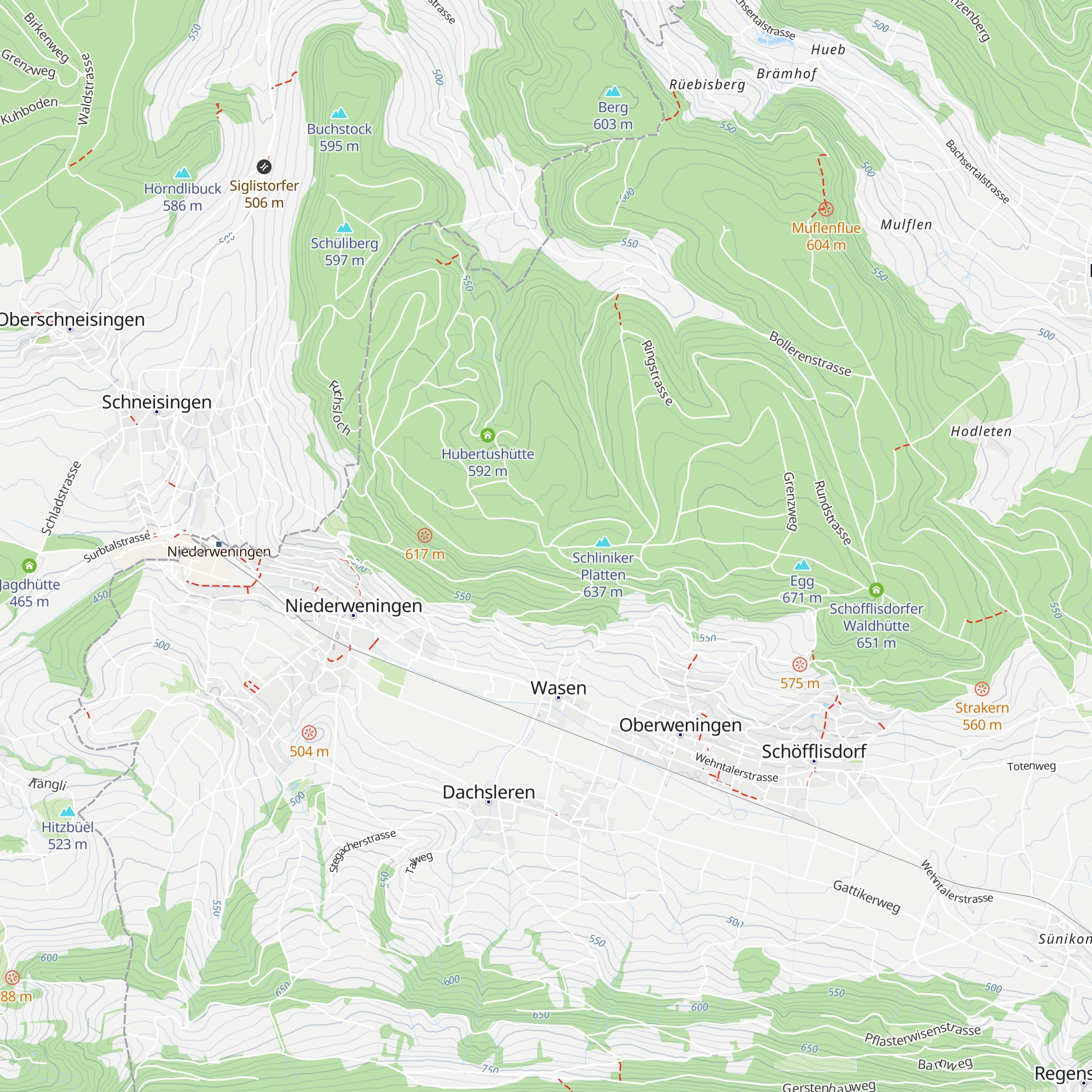 Waldhütte Schleinikon map