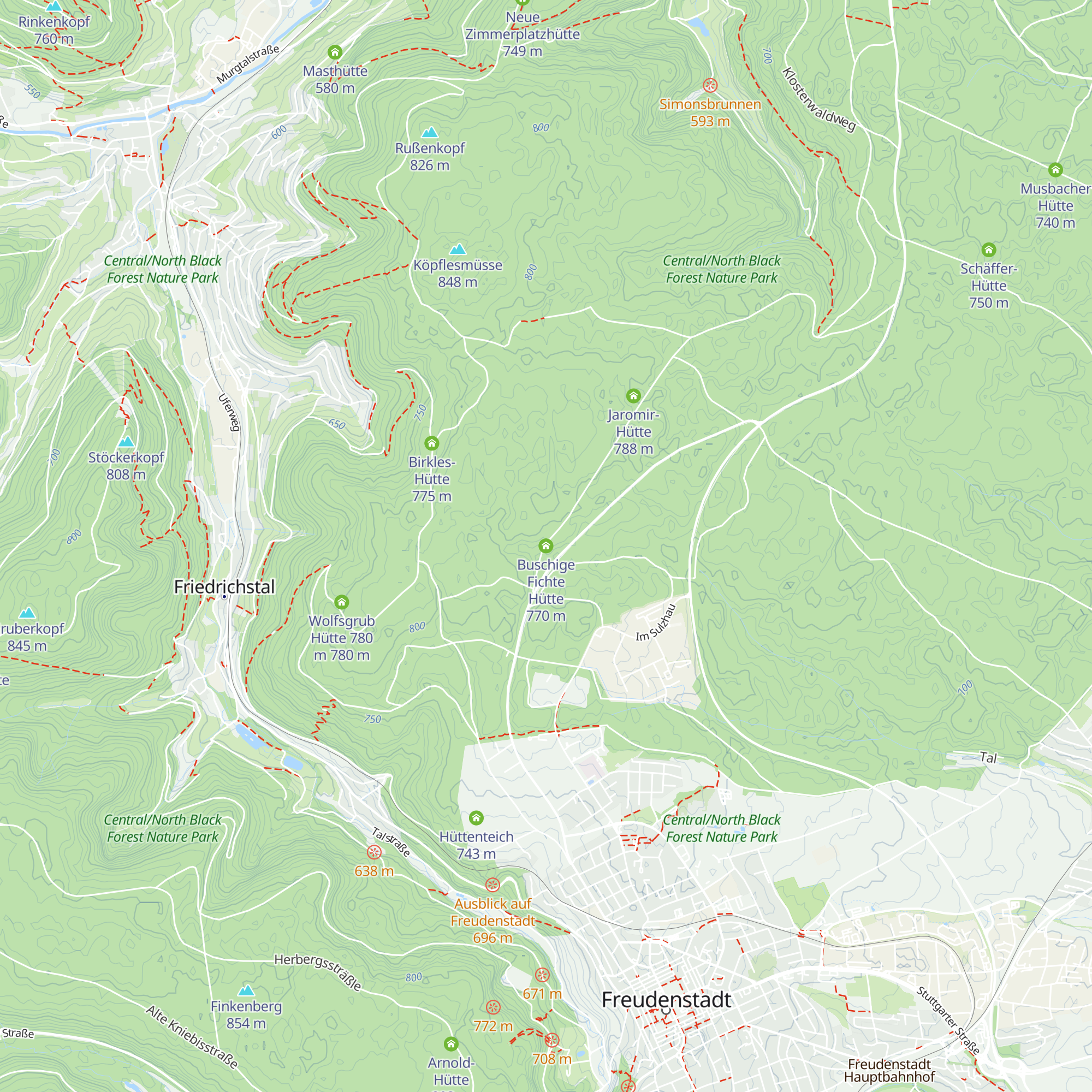 Buschige Fichte Hütte map
