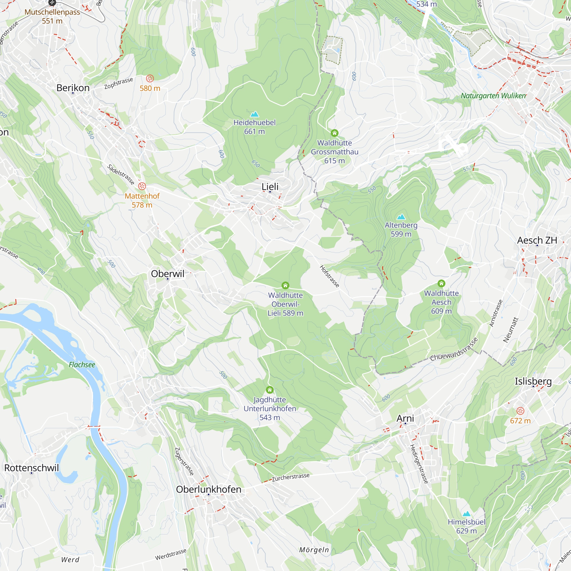 Waldhütte Oberwil-Lieli map
