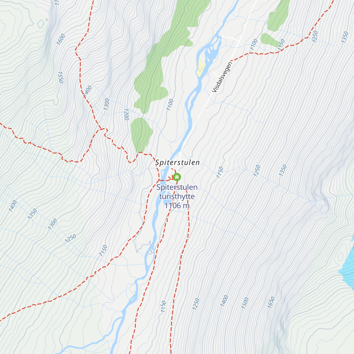 Spiterstulen turisthytte map