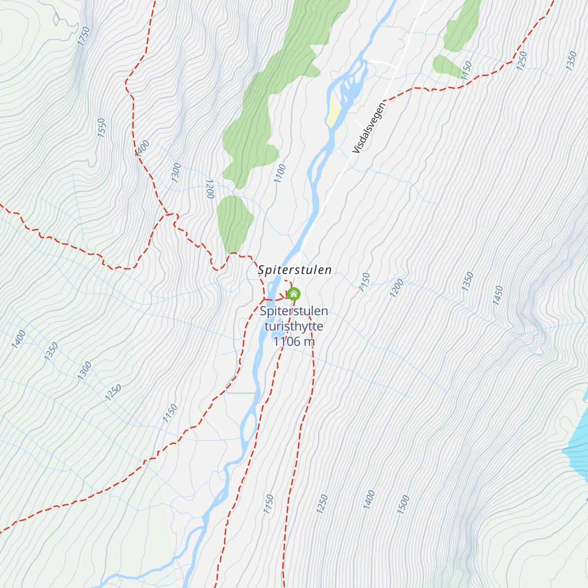 Spiterstulen turisthytte map