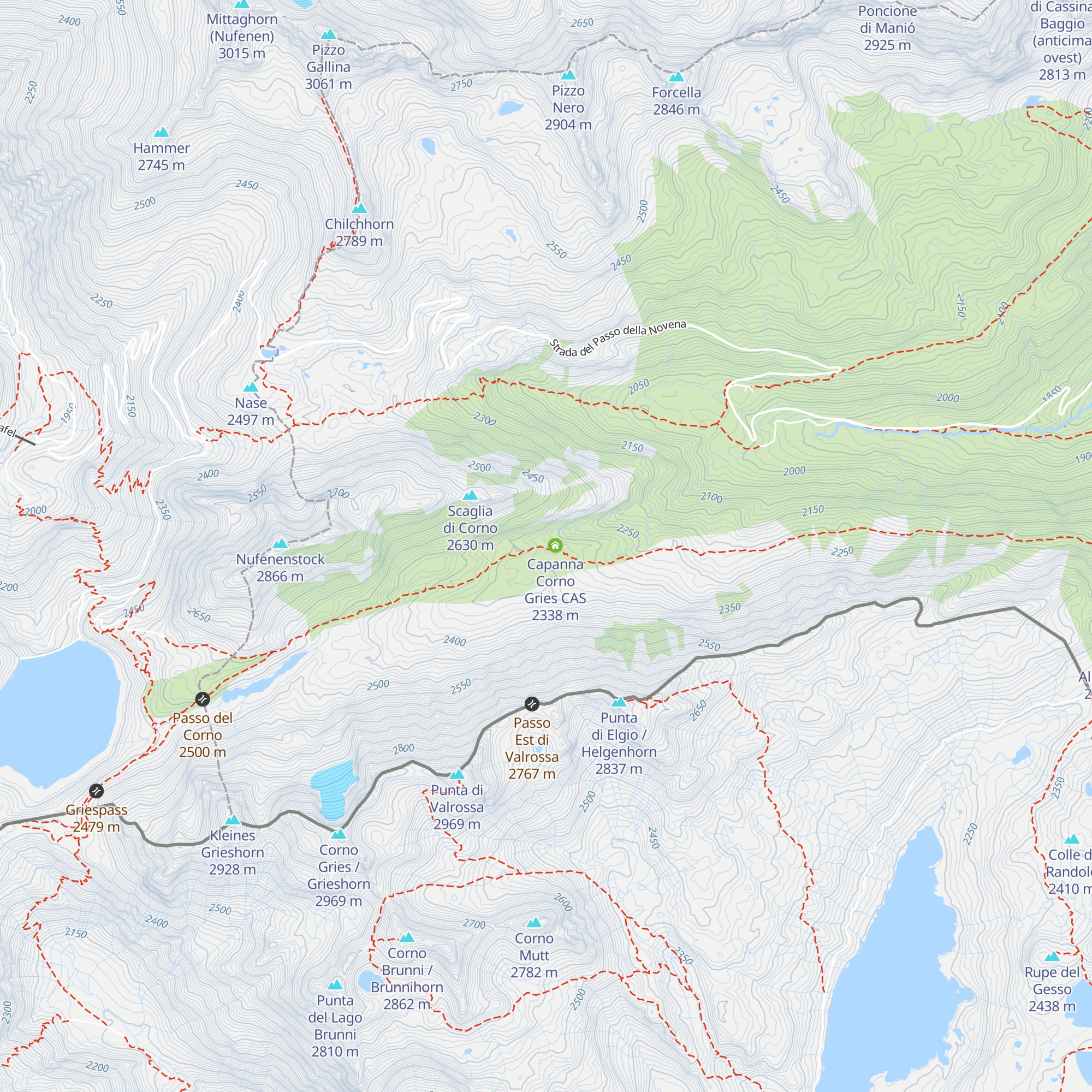 Capanna Corno-Gries map