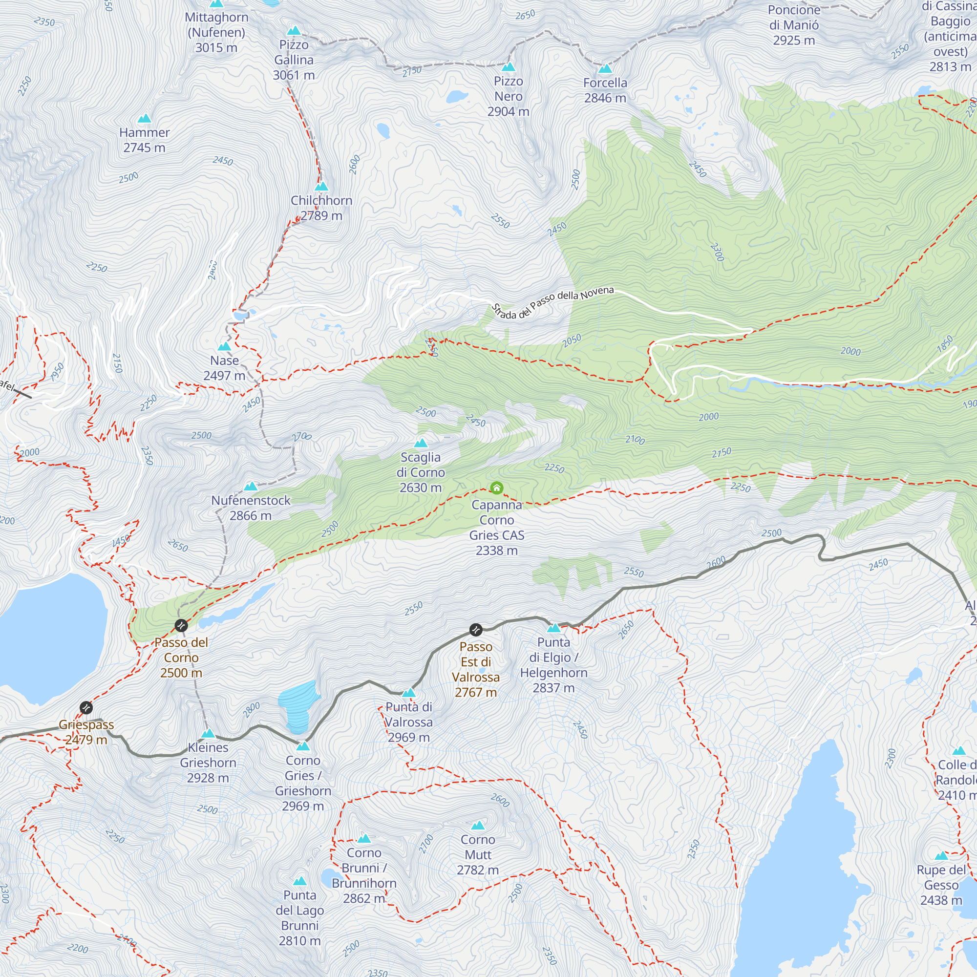 Capanna Corno-Gries map