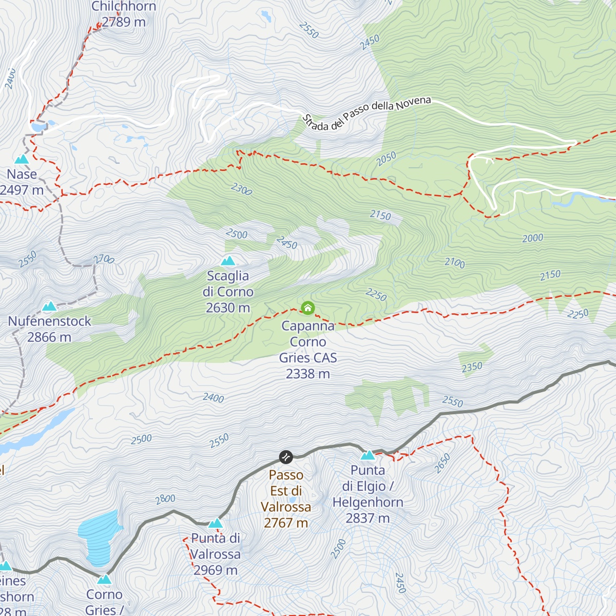 Capanna Corno Gries CAS map