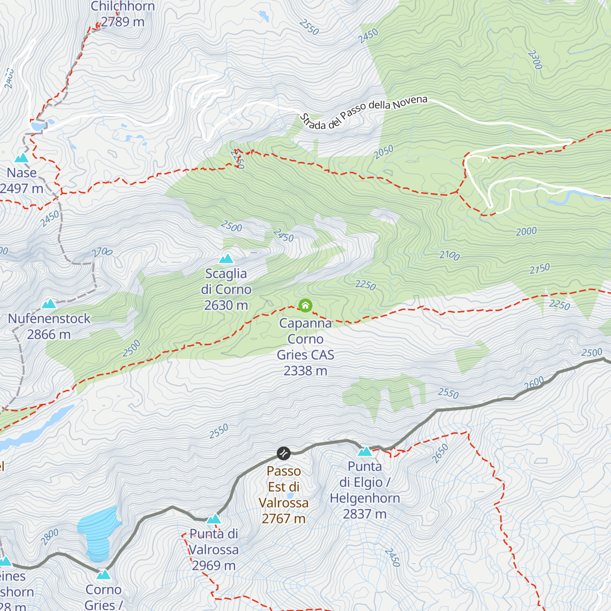 Capanna Corno Gries CAS map