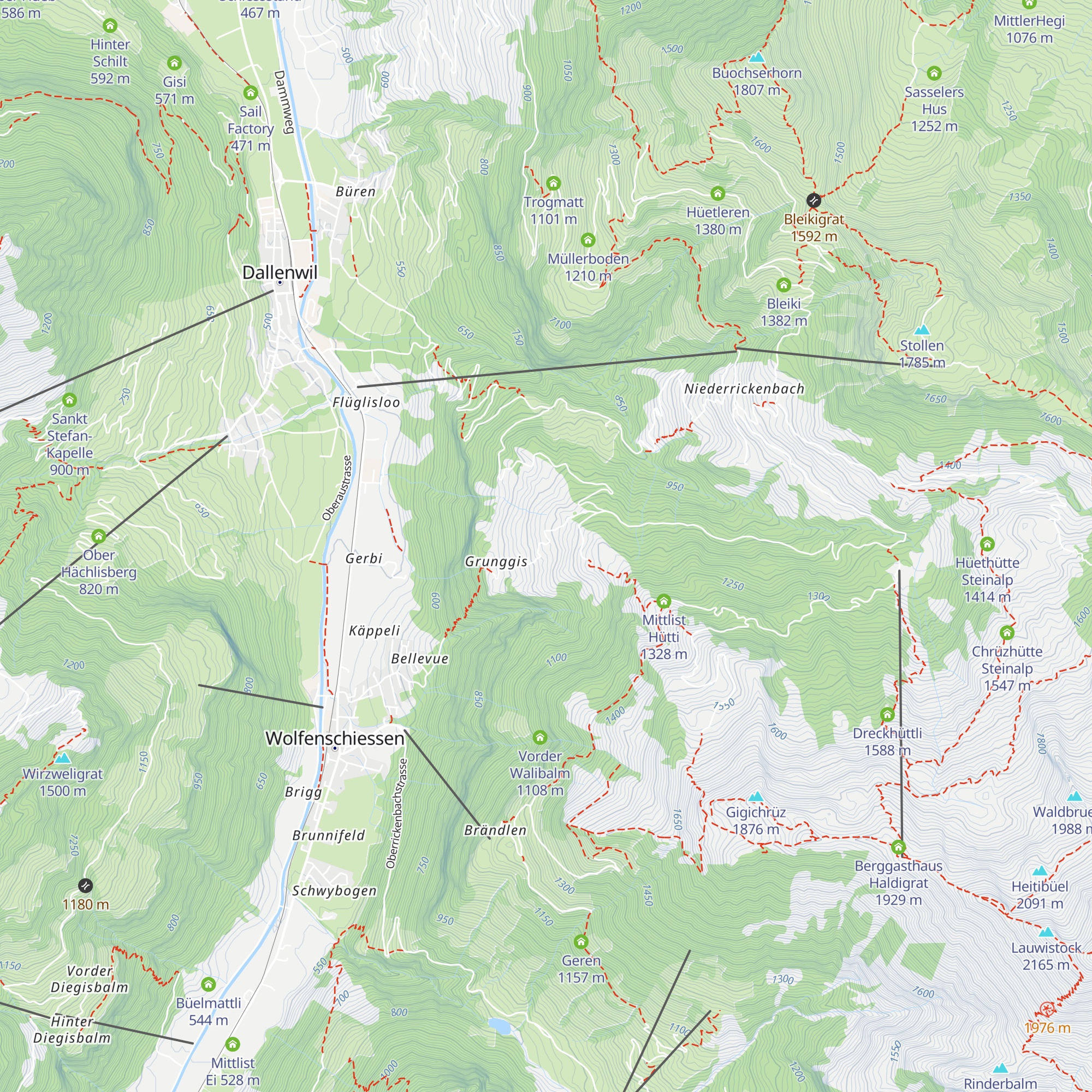 Hüttismatt map