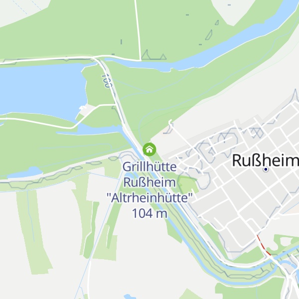 Map of Grillhütte Rußheim "Altrheinhütte"