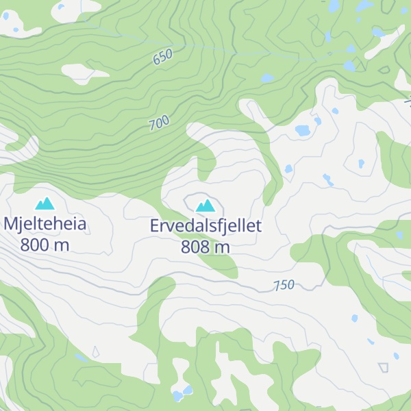 Map of Ervedalsfjellet