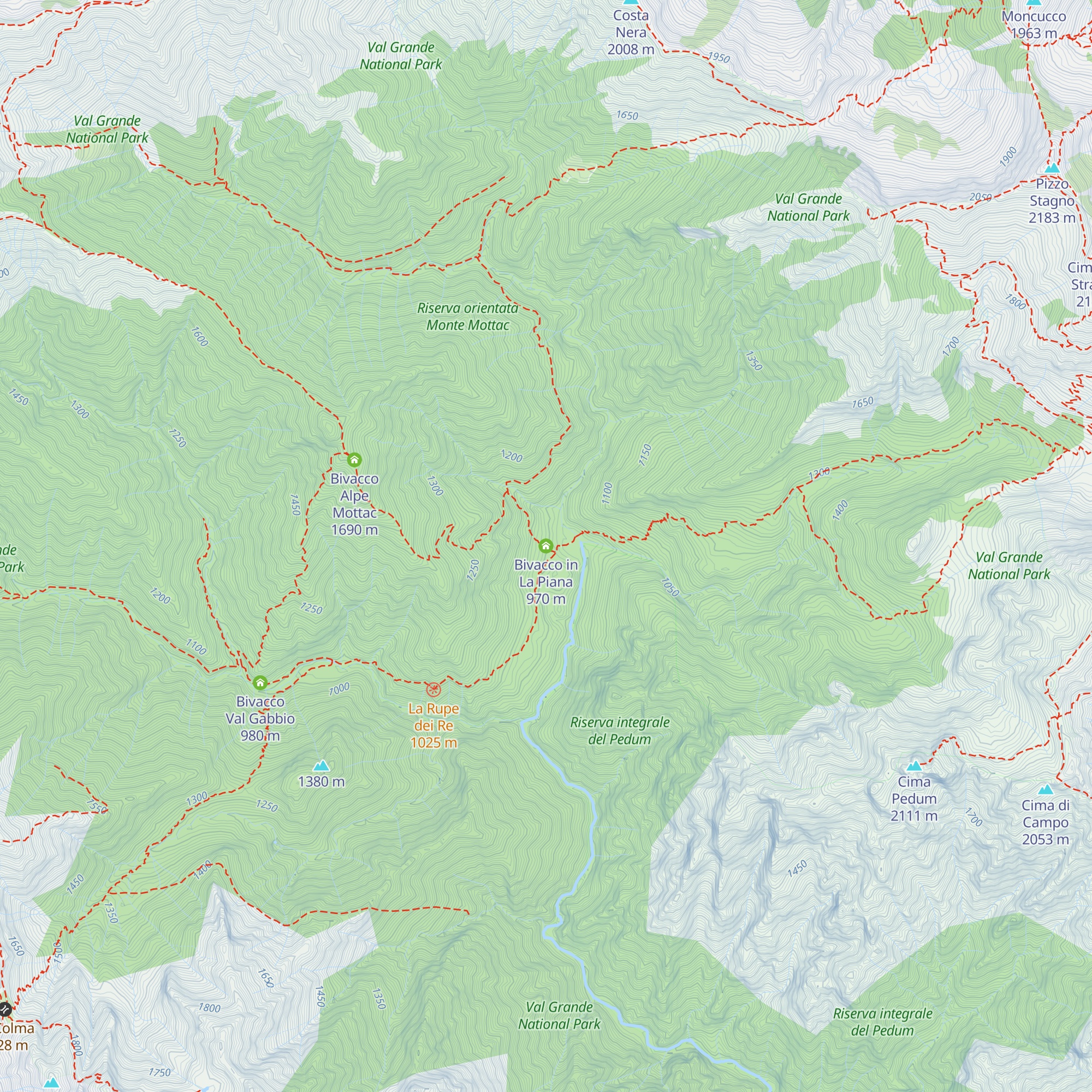 Bivacco in La Piana map