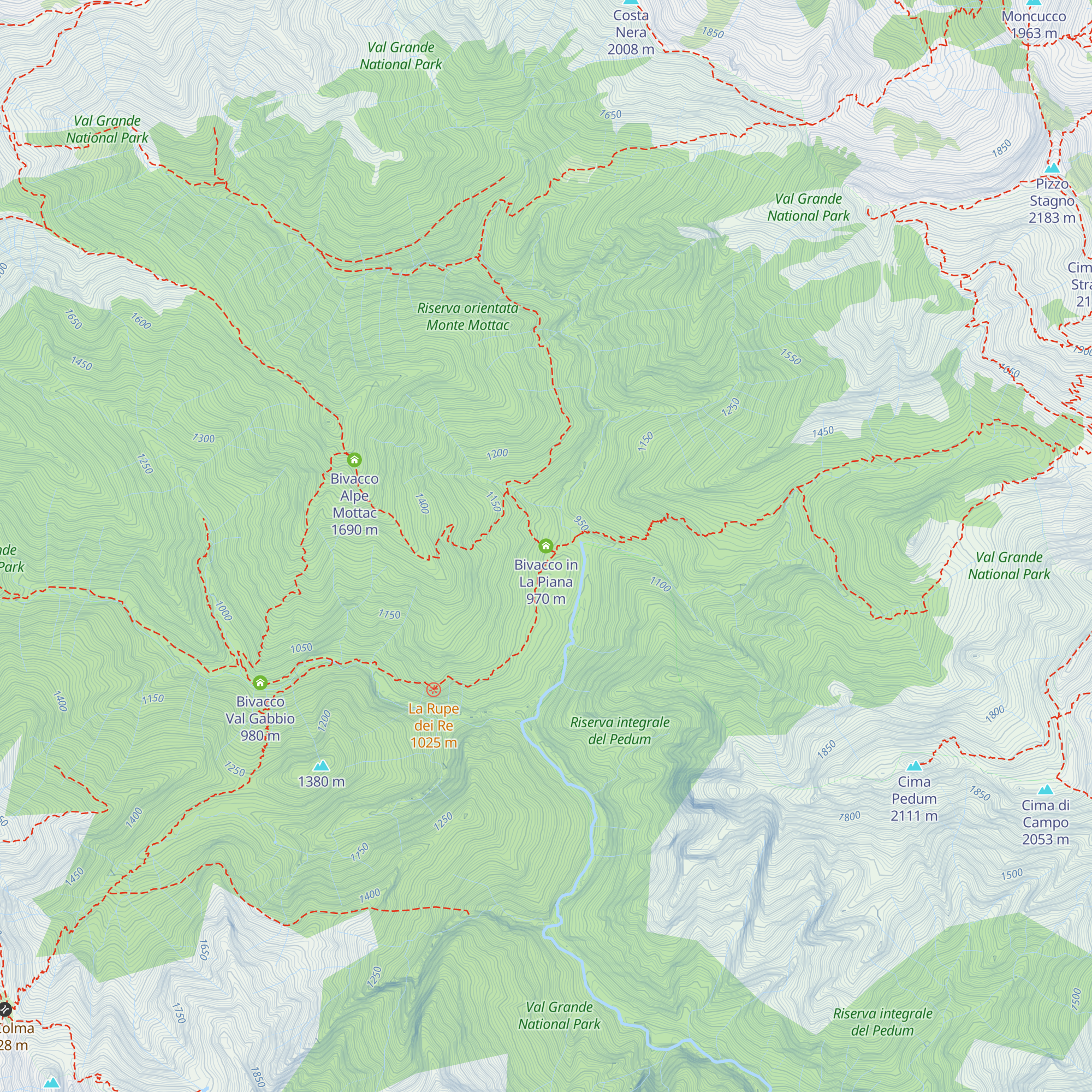 Bivacco in La Piana map