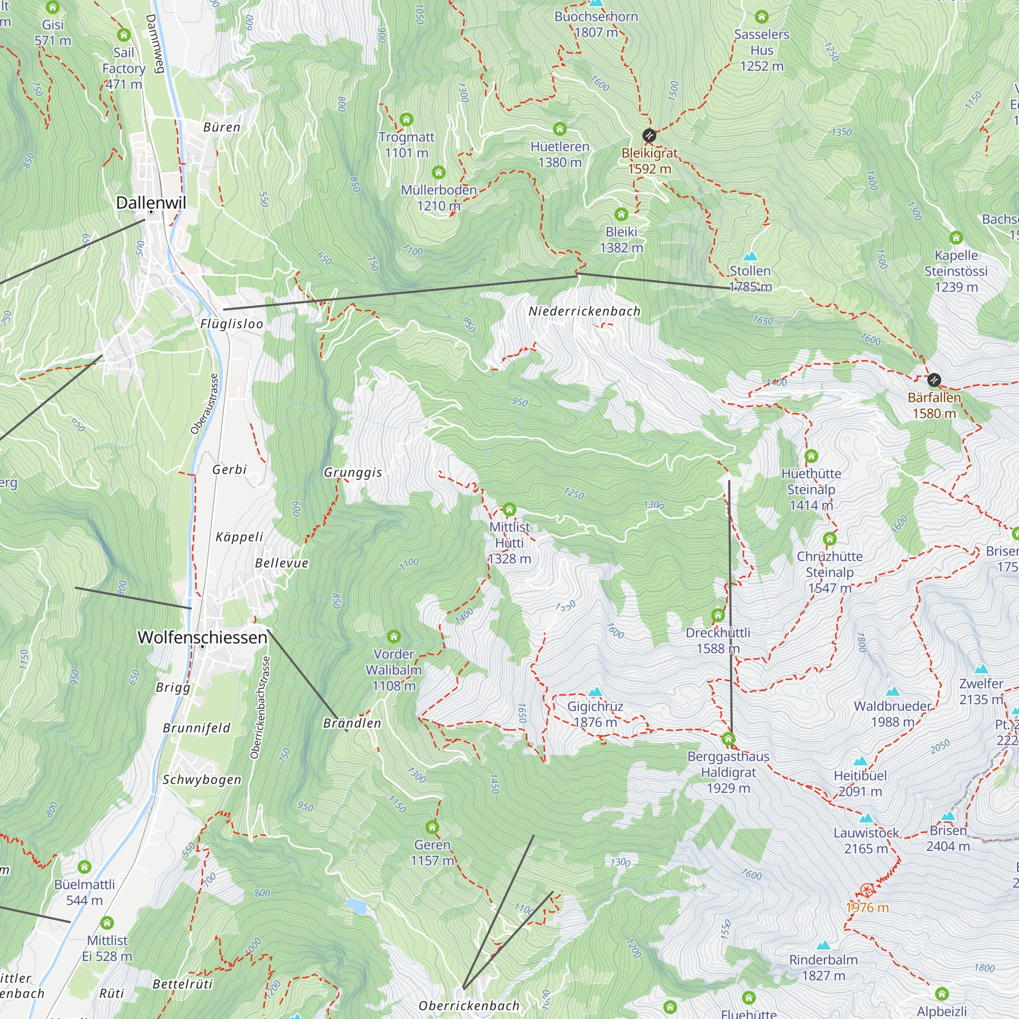 Mittlist Hütti map