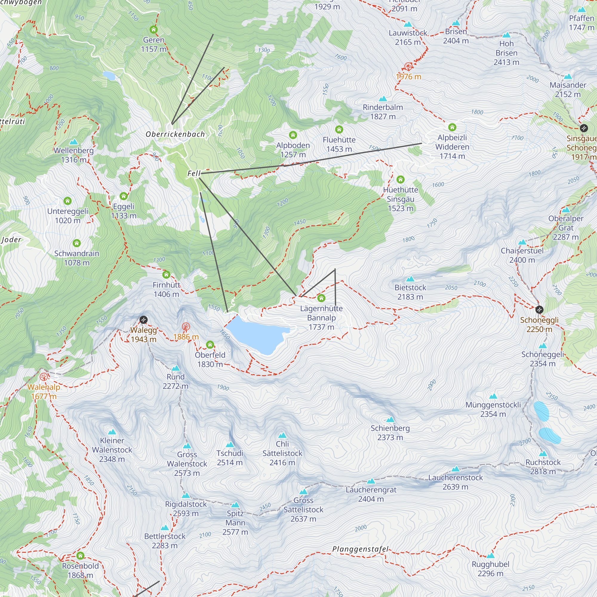 Chrüzhütte Bannalp map
