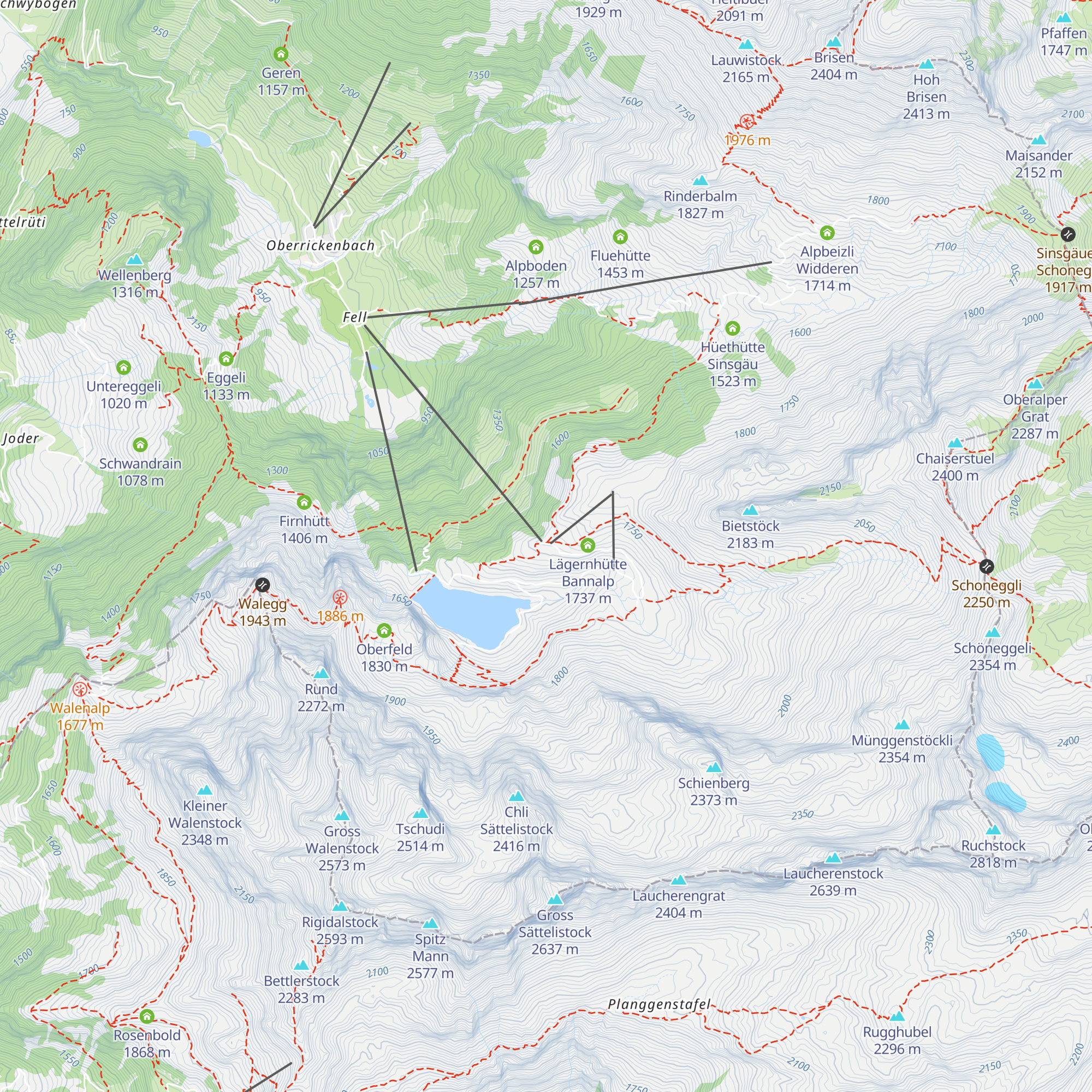 Chrüzhütte Bannalp map