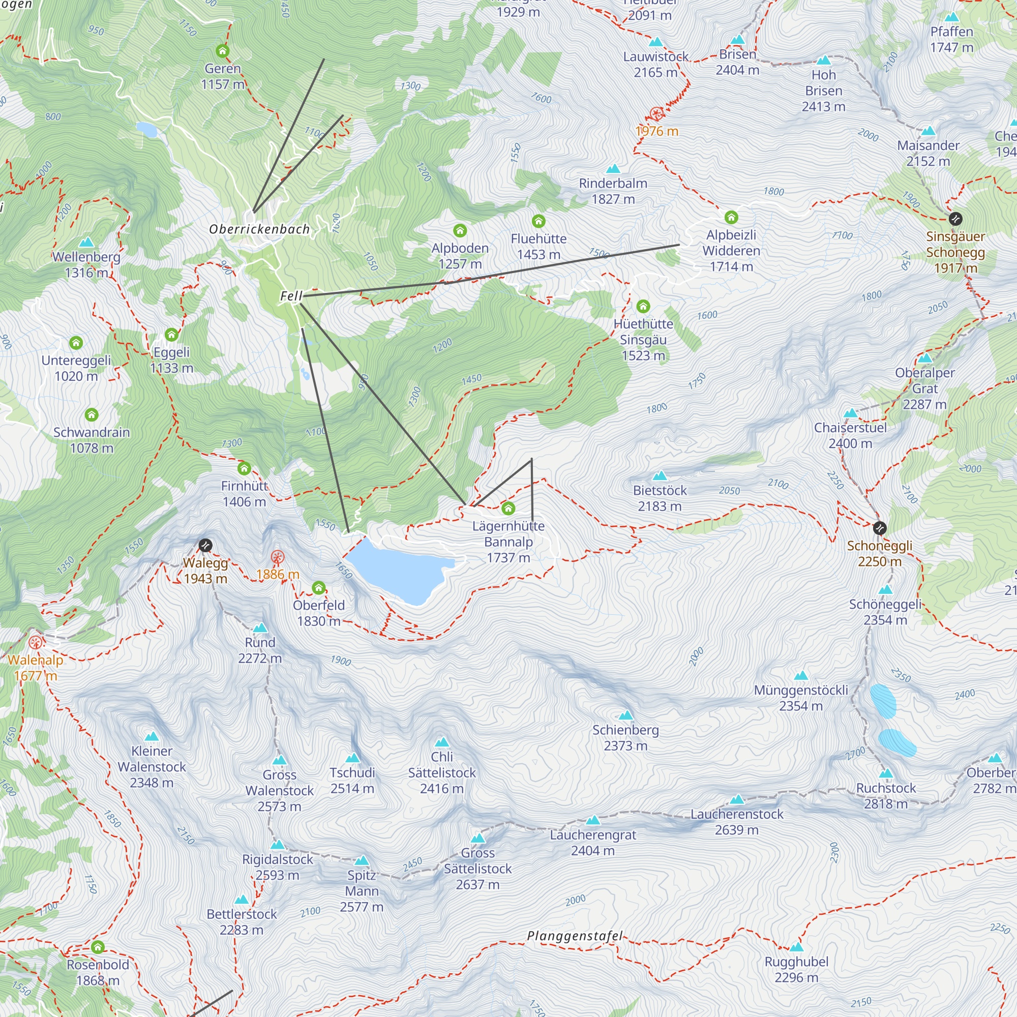 Lägernhütte Bannalp map