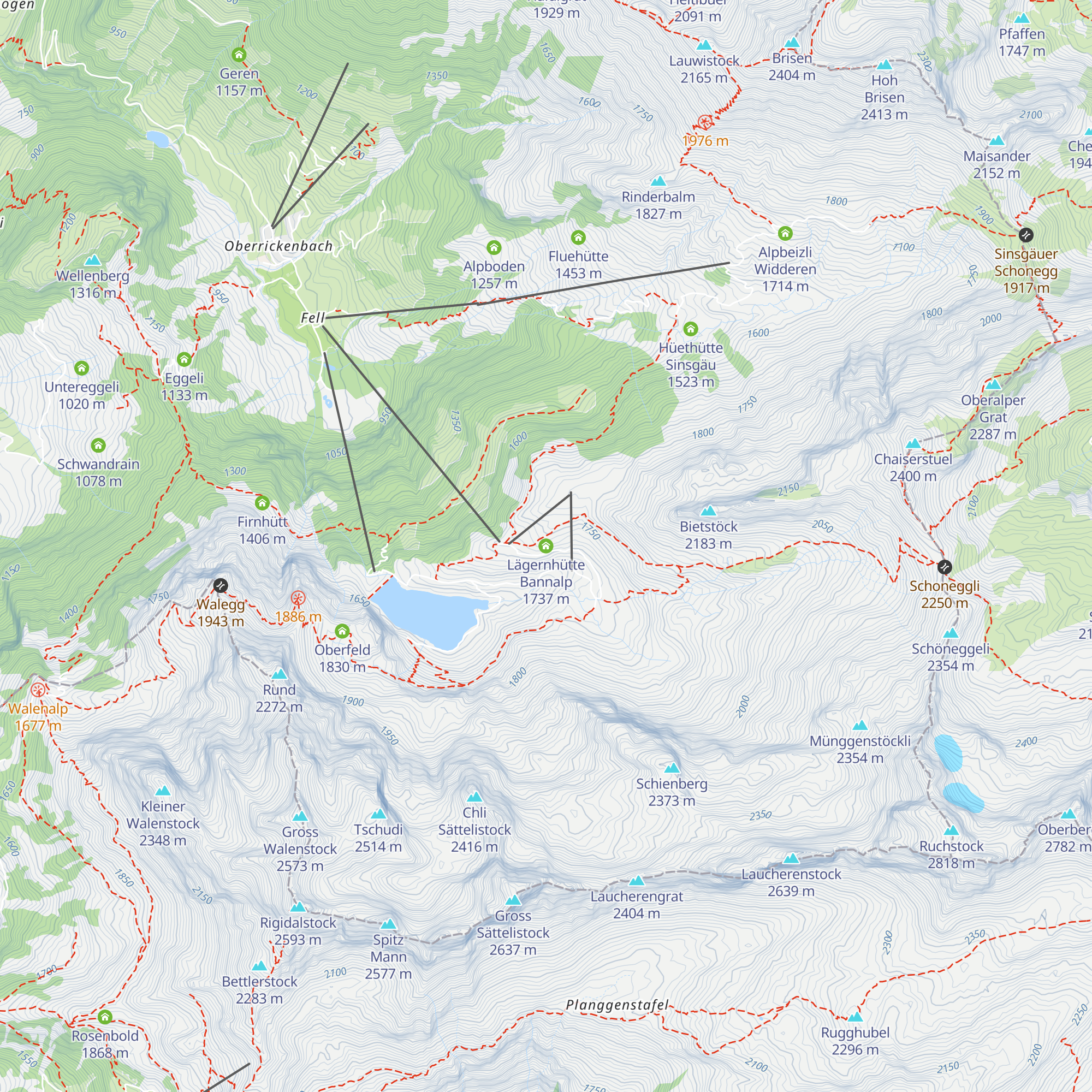 Lägernhütte Bannalp map