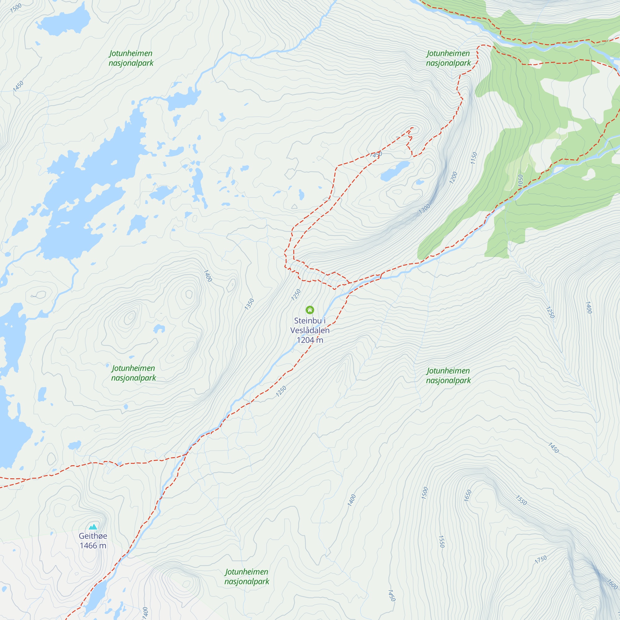 Steinbu i Veslådalen map