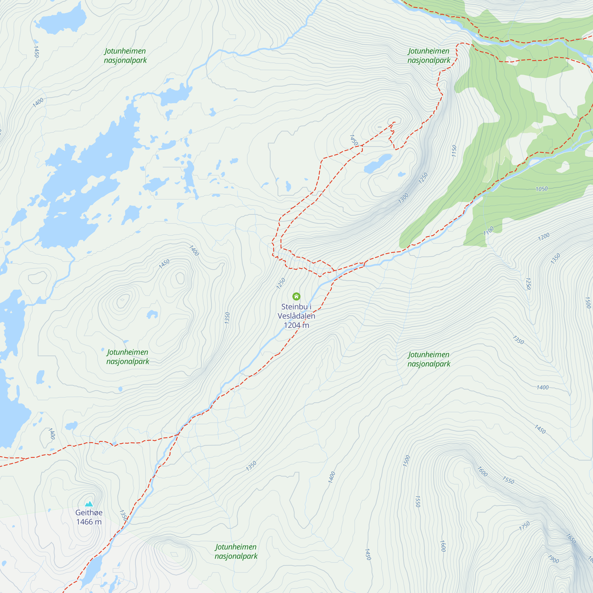 Steinbu i Veslådalen map