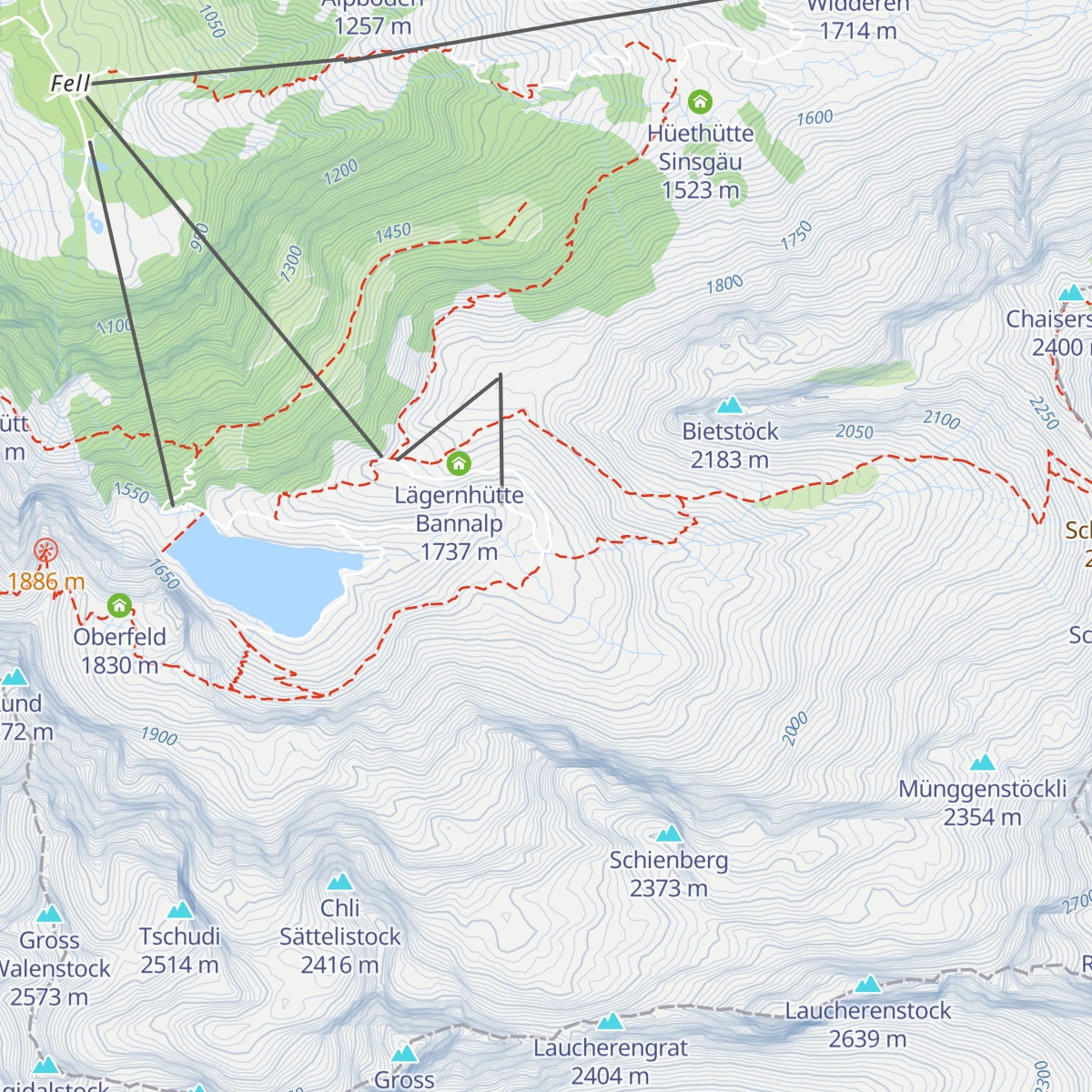 Berggasthaus Urnerstafel map