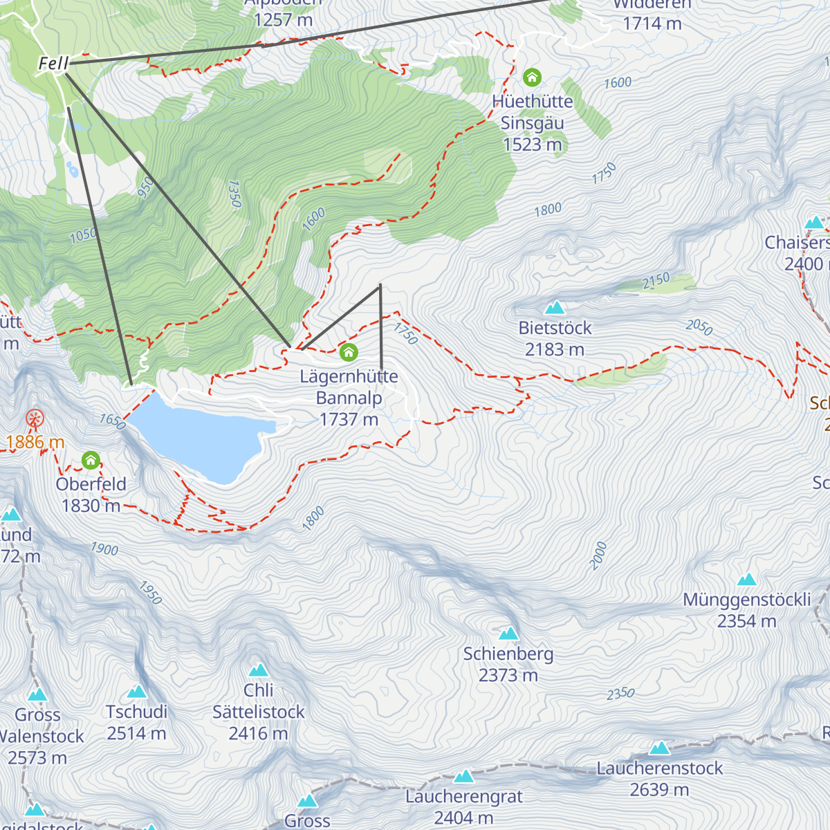 Berggasthaus Urnerstafel map