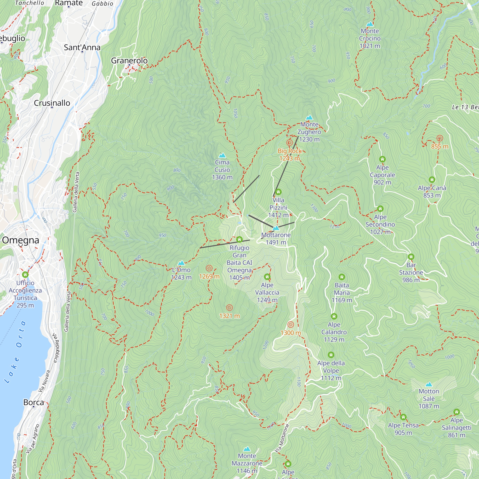 Rifugio Gran Baita CAI Omegna map