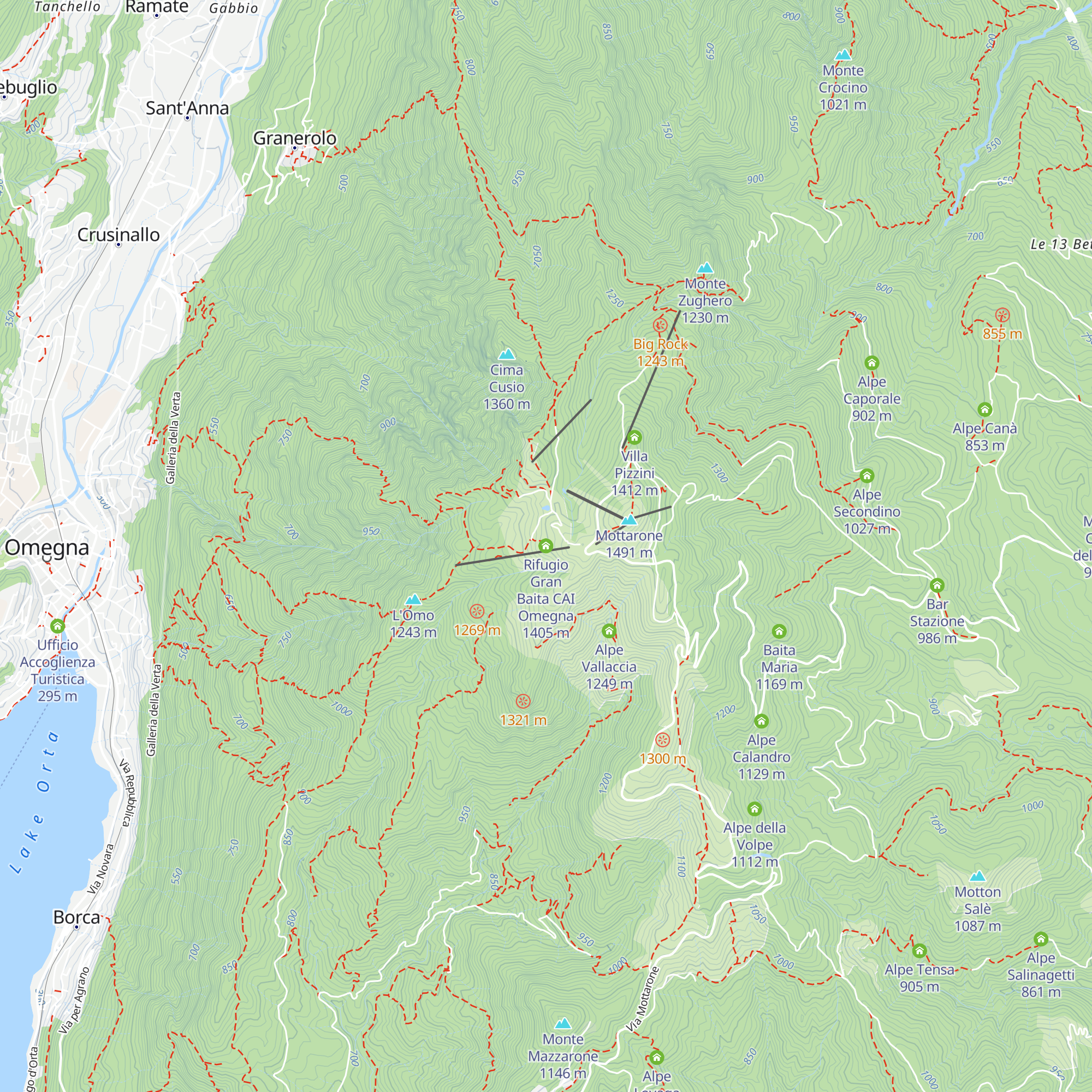 Rifugio Gran Baita CAI Omegna map