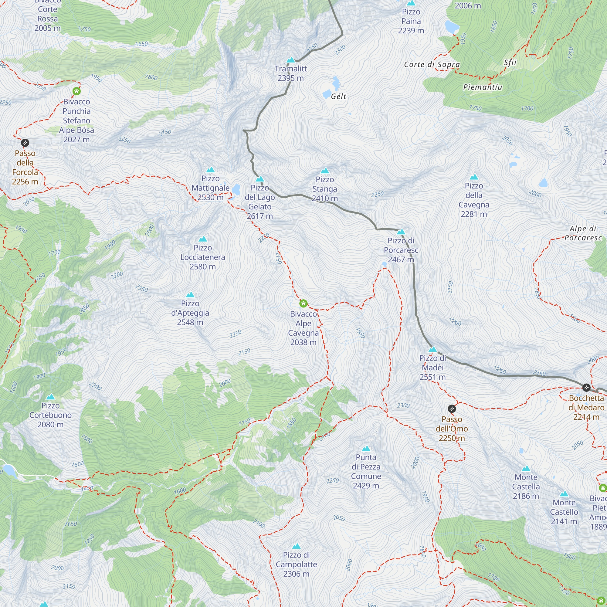 Bivacco Alpe Cavegna map