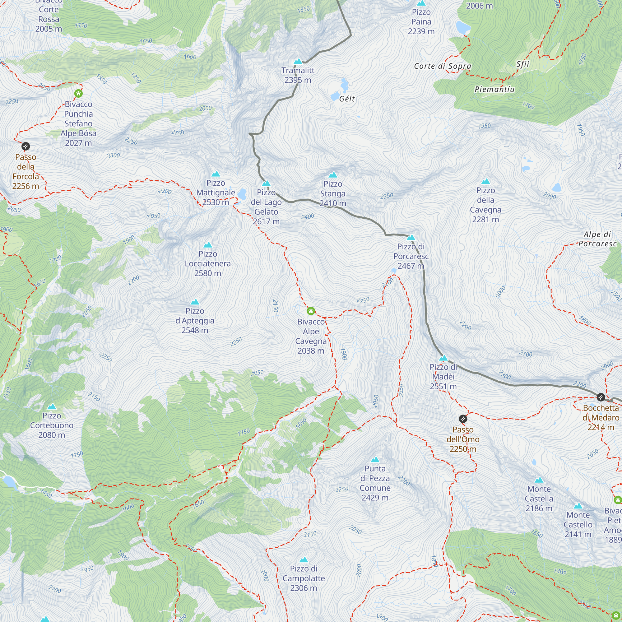 Bivacco Alpe Cavegna map