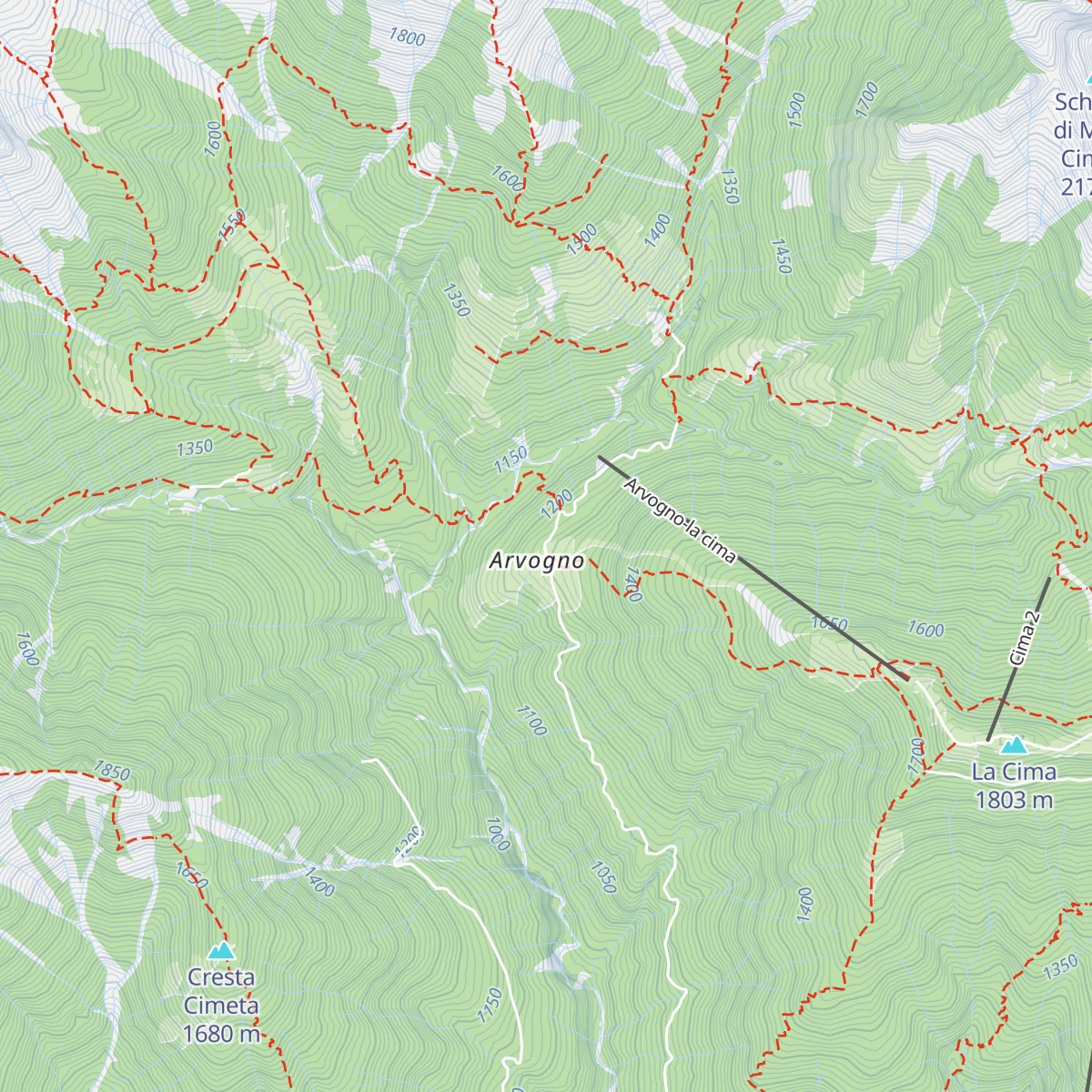 Rifugio Arvogno map