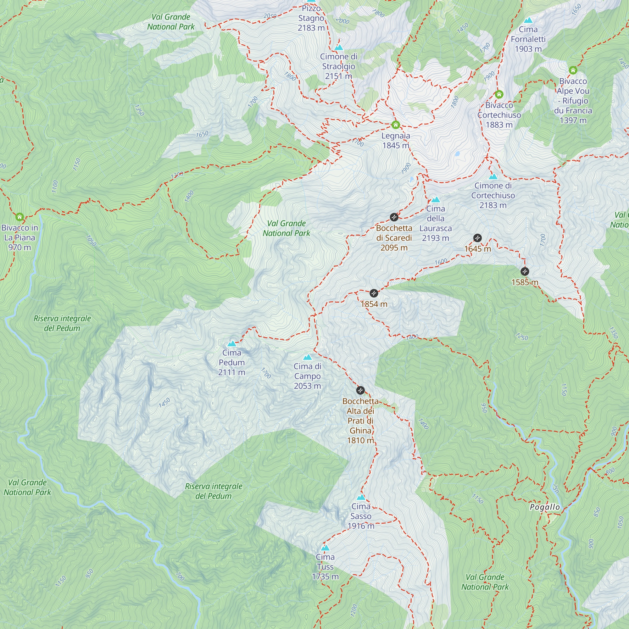 Bivacco Bocchetta di Campo map
